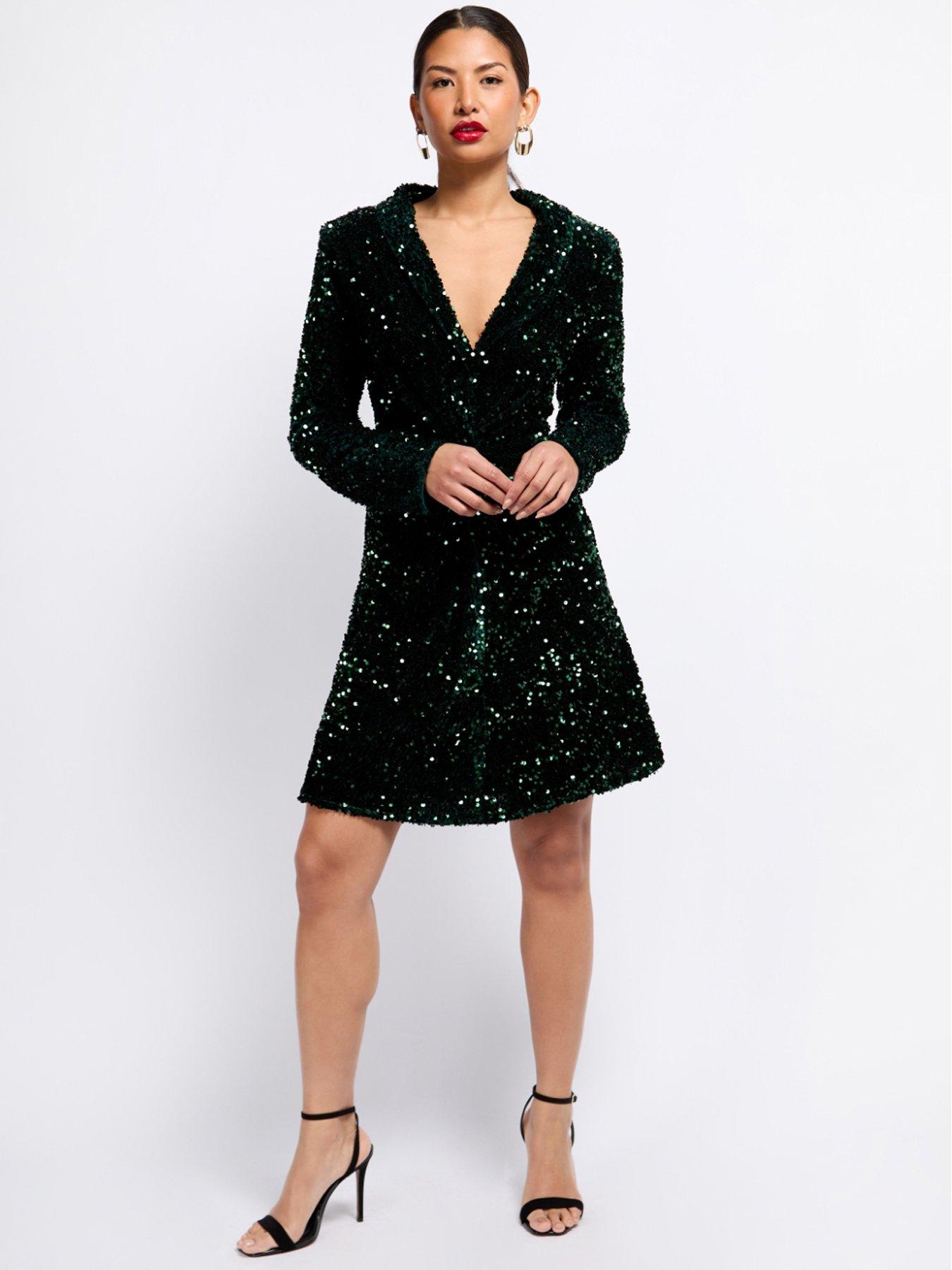  image of little-mistress-sequin-velvet-mini-dress-green