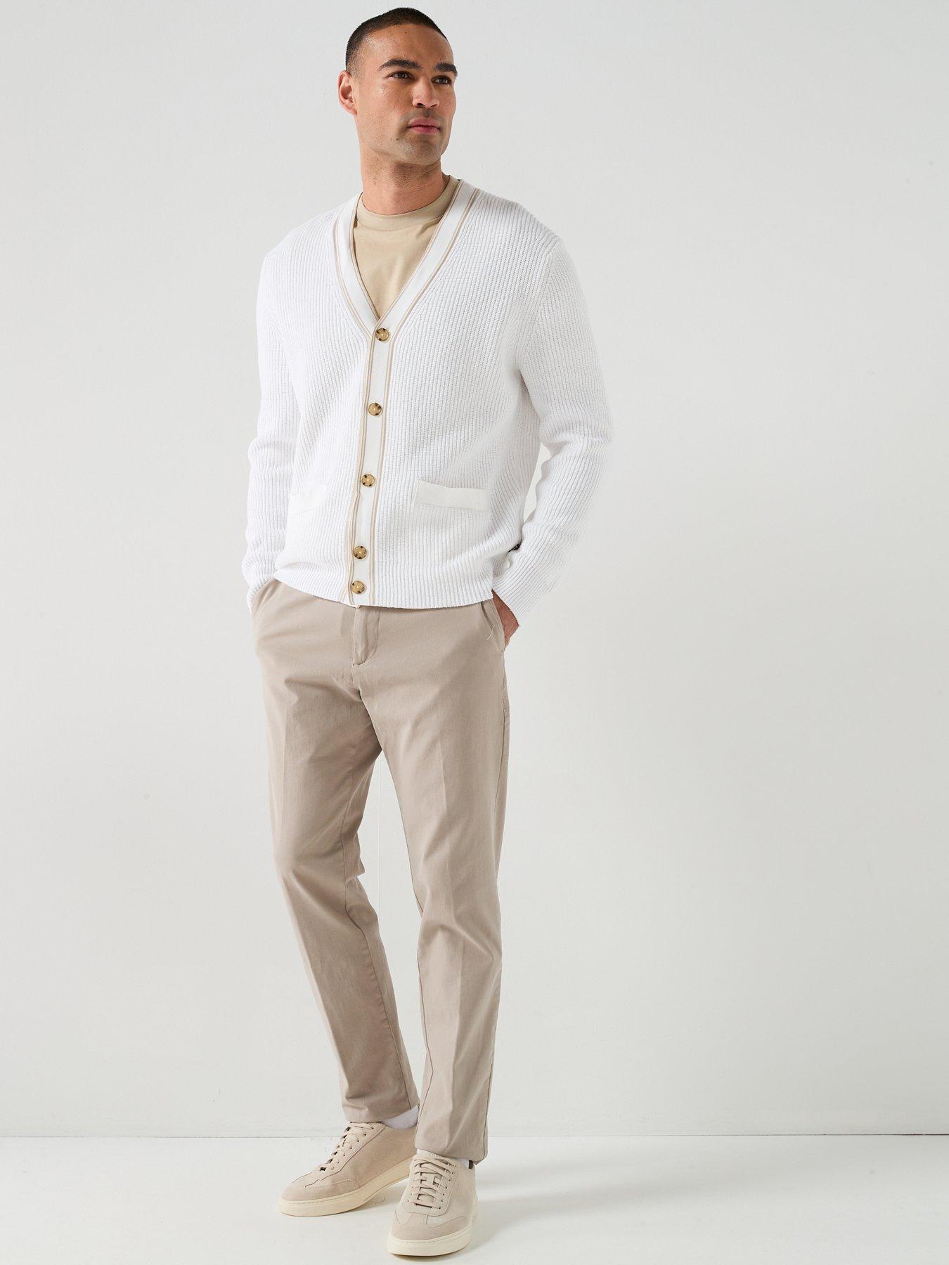 Image 3 of 6 of BOSS C-Napoli Stripe Knitted Cardigan - White
