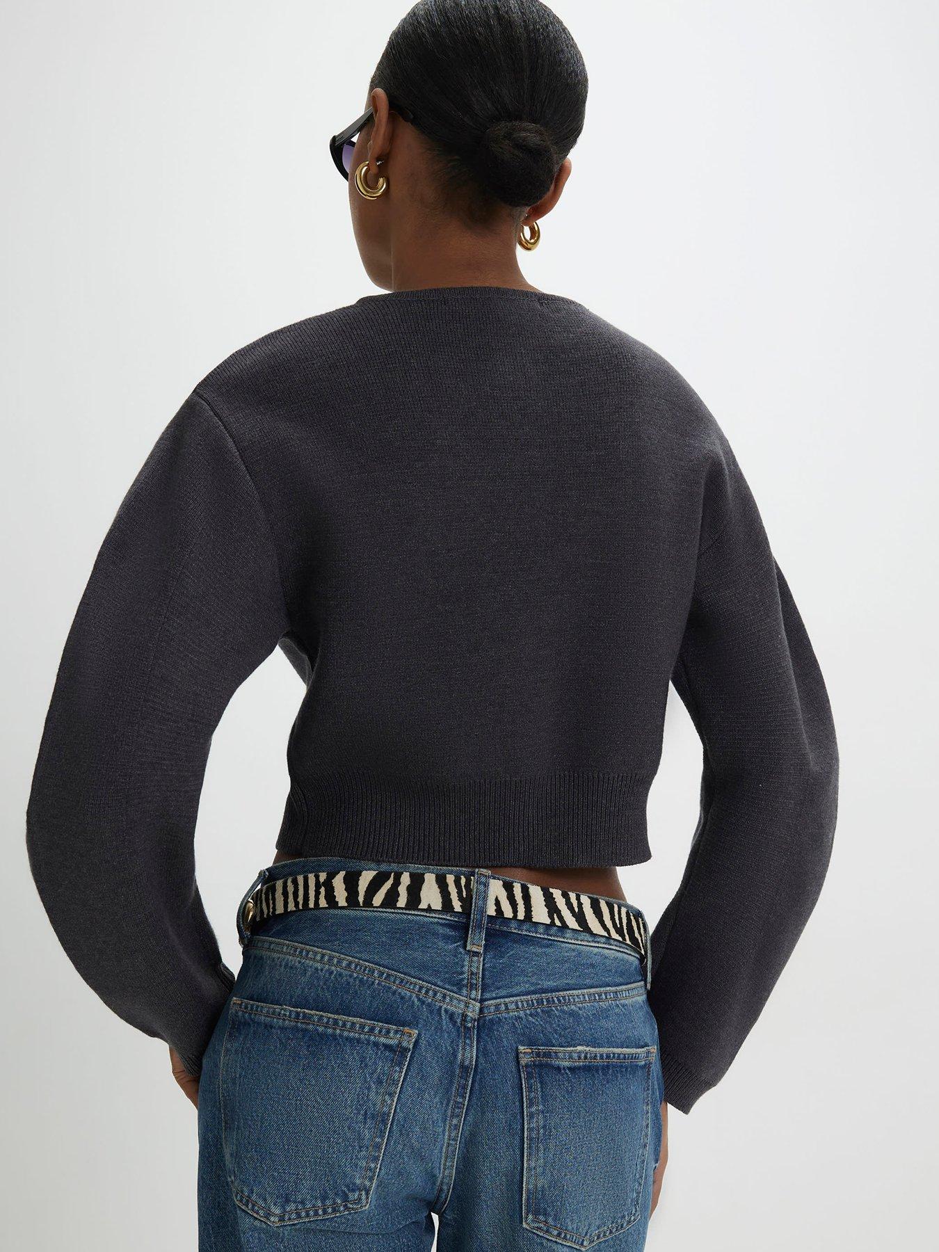  image of river-island-structured-sleeve-cardigan-grey