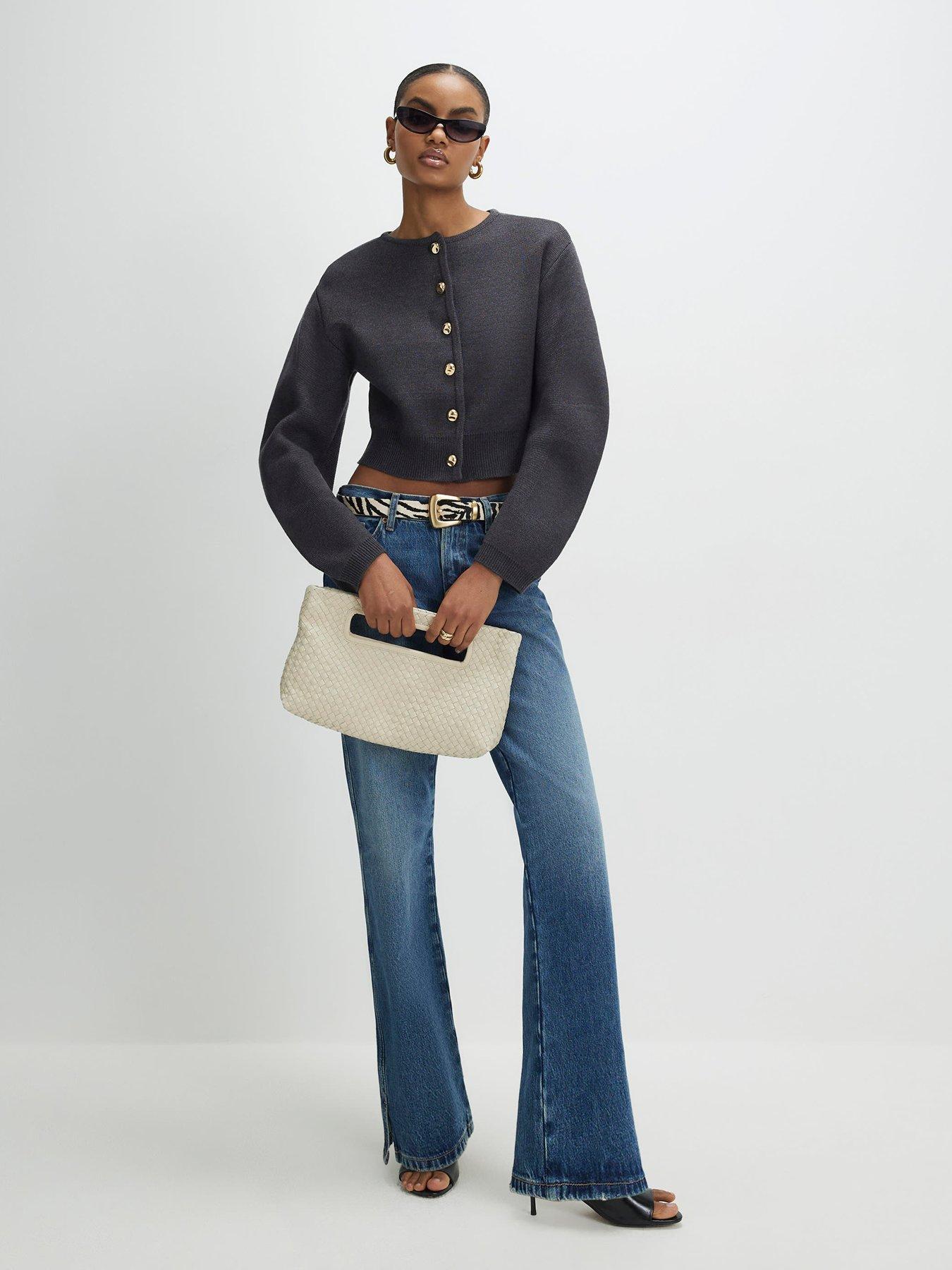  image of river-island-structured-sleeve-cardigan-grey