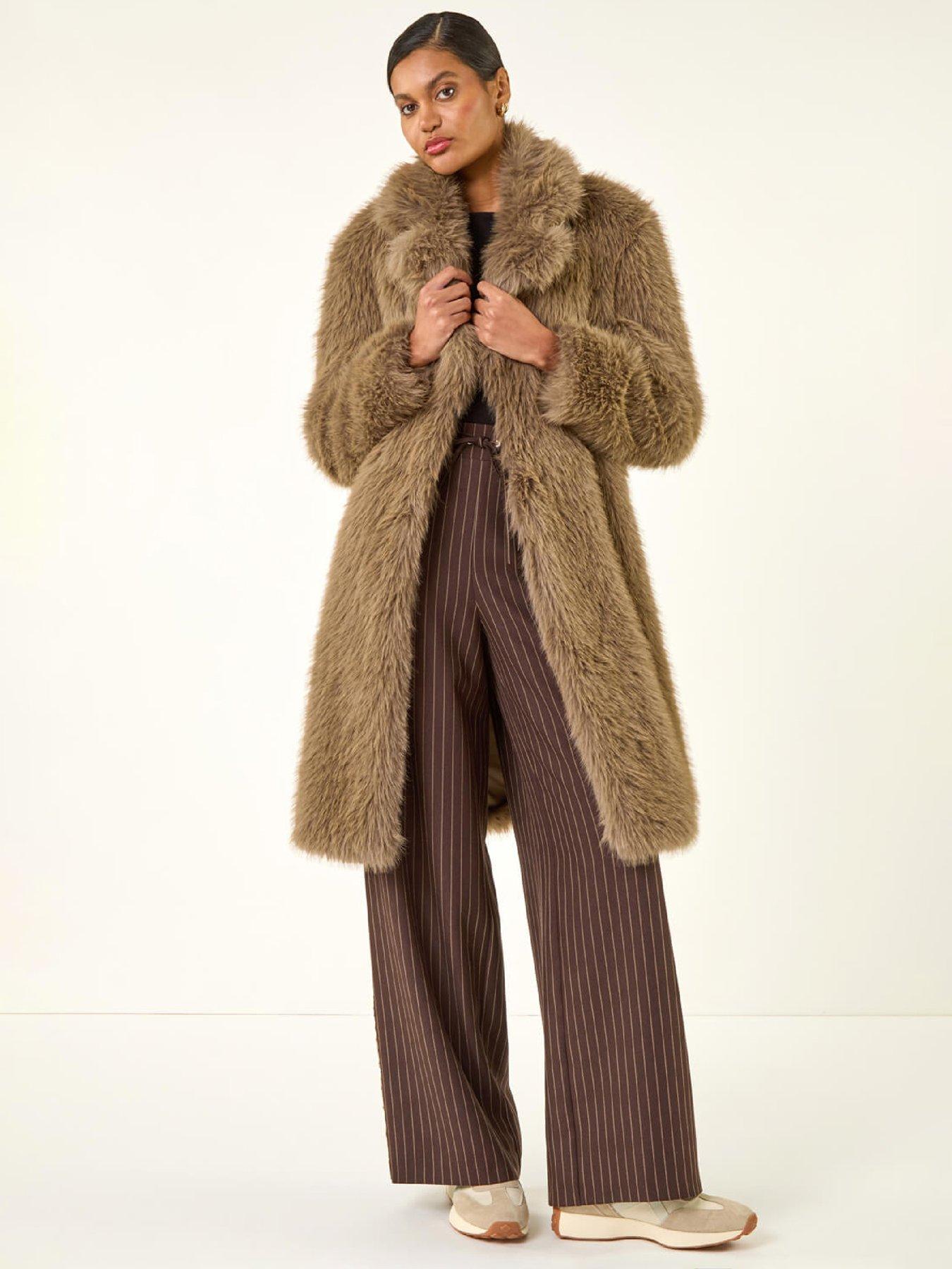  image of roman-premium-faux-fur-coat-brown