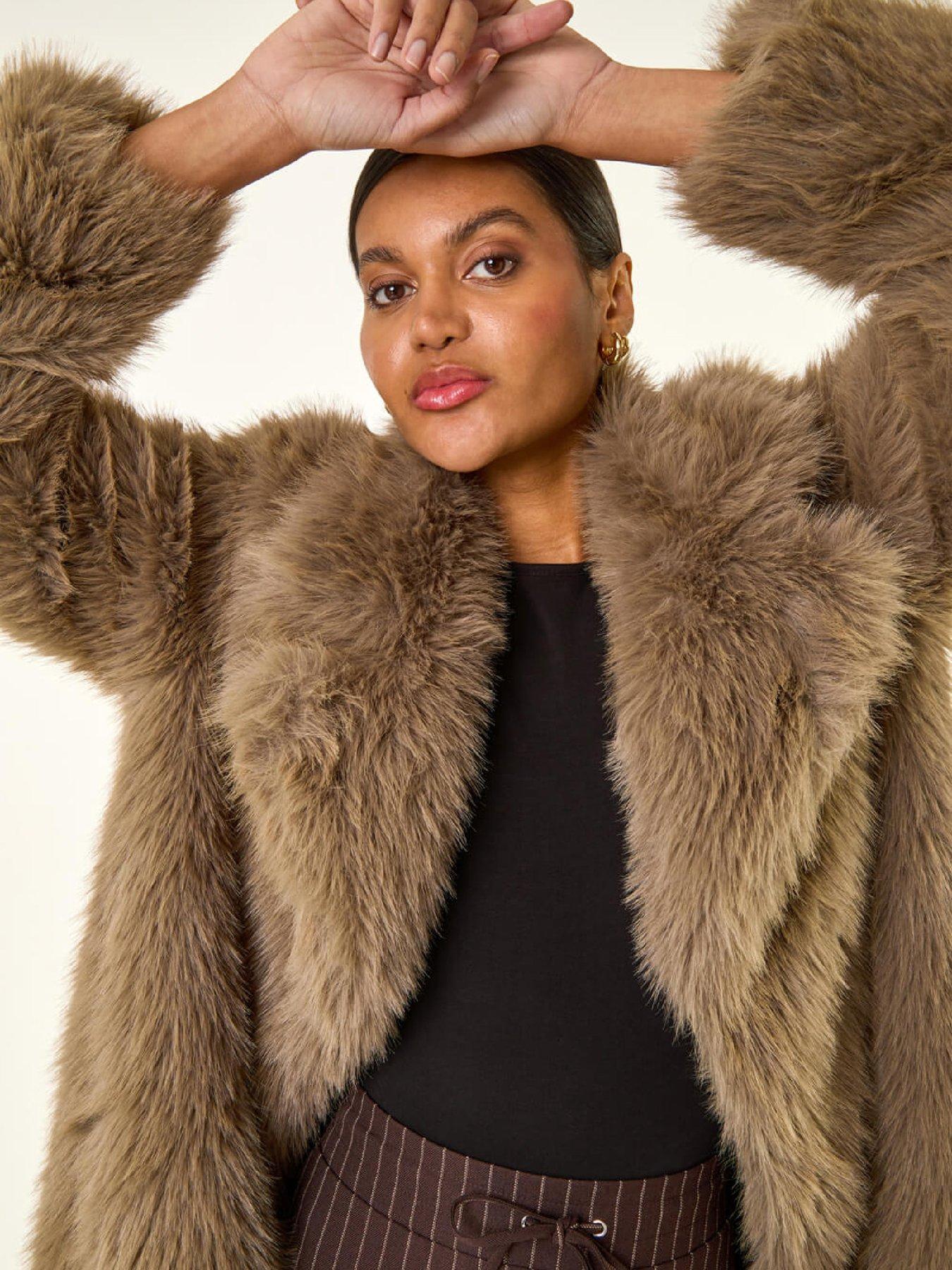  image of roman-premium-faux-fur-coat-brown