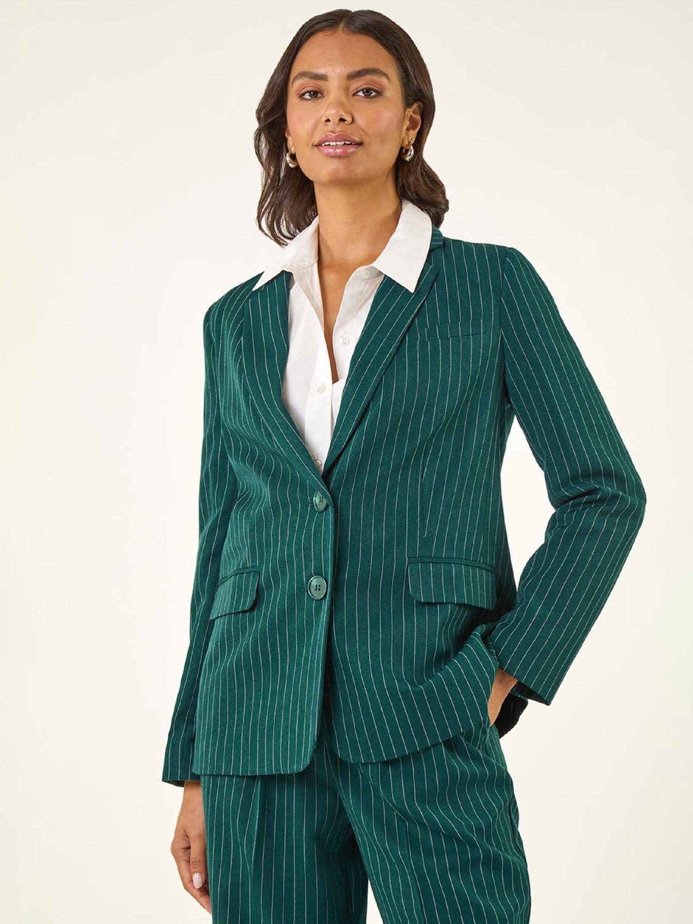 Image 1 of 6 of Roman Tailored Pinstripe Blazer