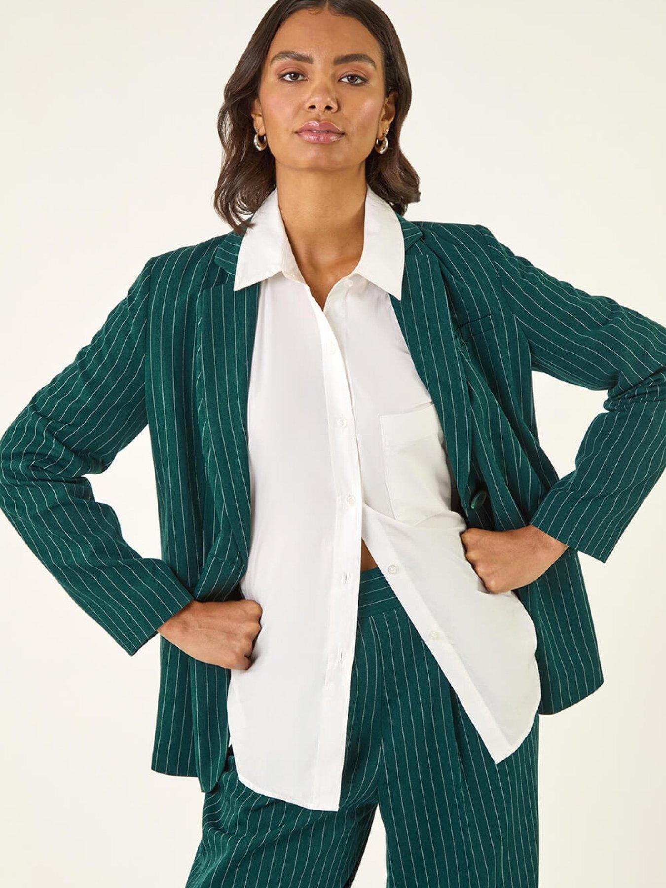 Image 4 of 6 of Roman Tailored Pinstripe Blazer