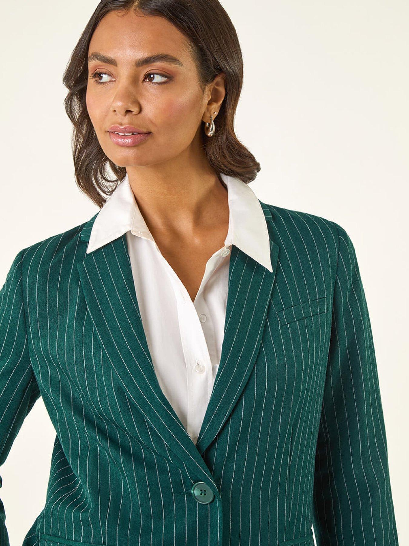Image 5 of 6 of Roman Tailored Pinstripe Blazer