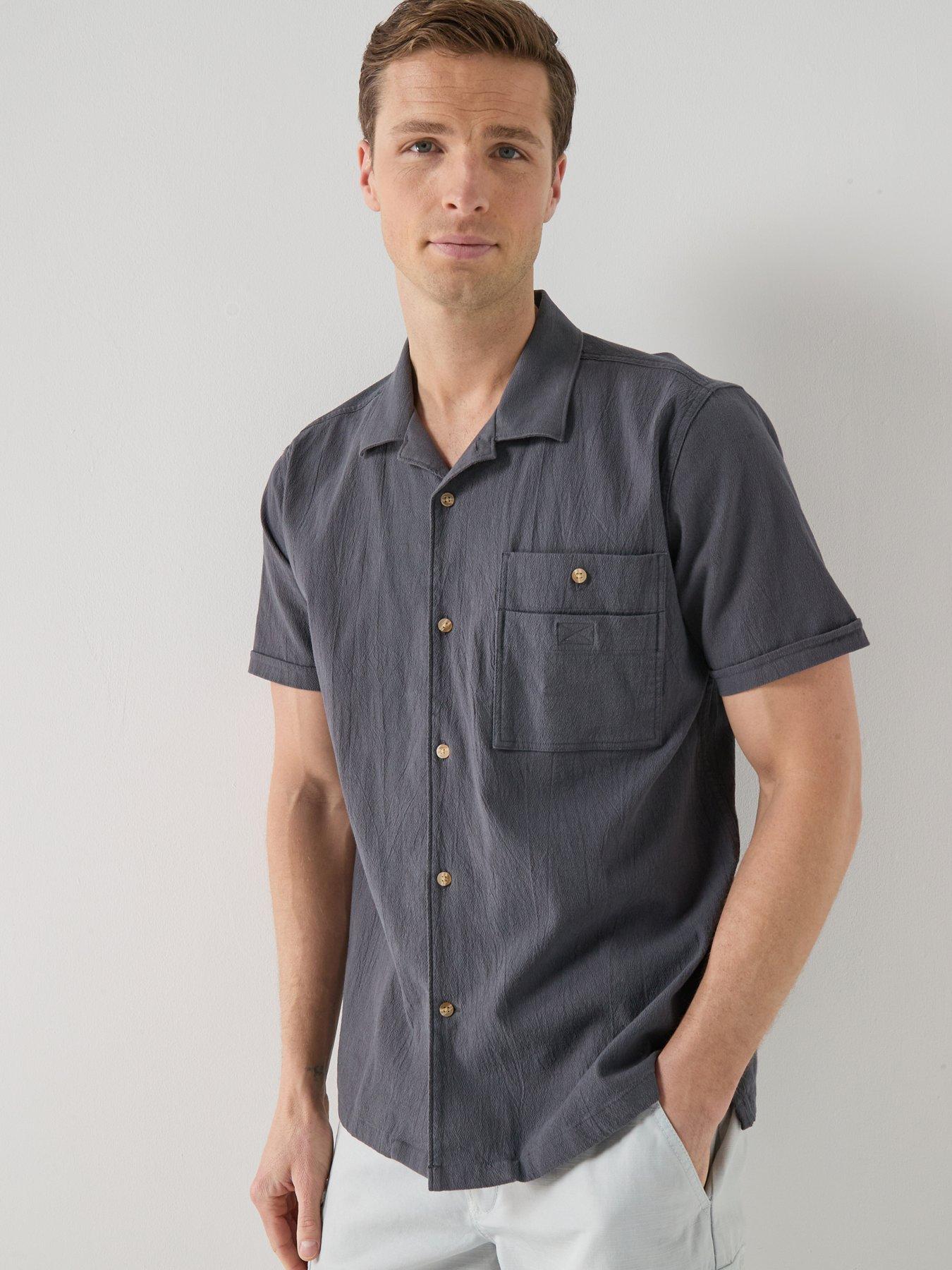 Barbour Riddell Crepe Open Collar Relaxed Short Sleeve Shirt - Grey