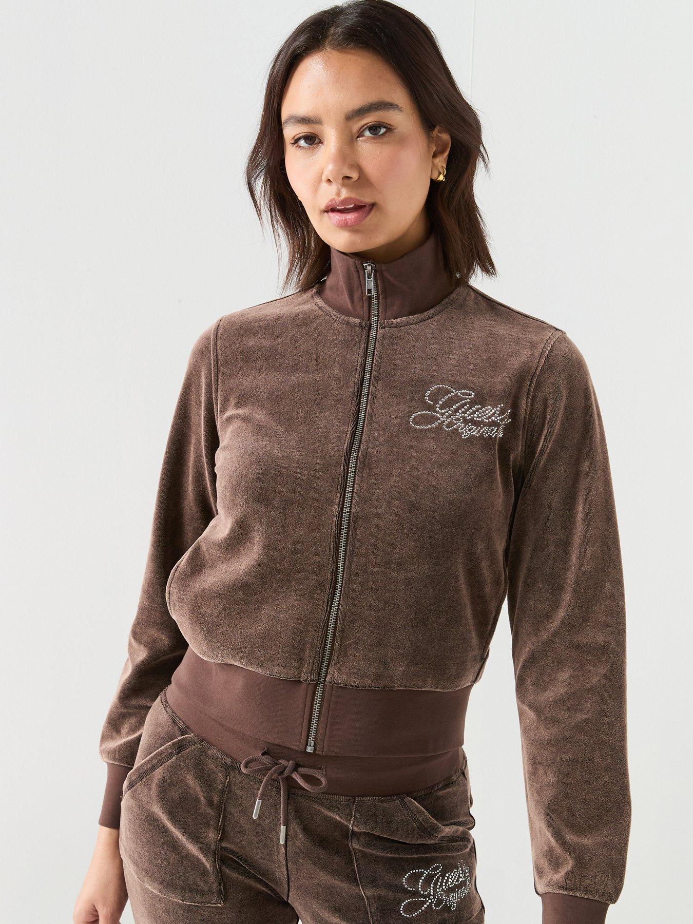 guess-jeans-rhinestone-hoodie-brown