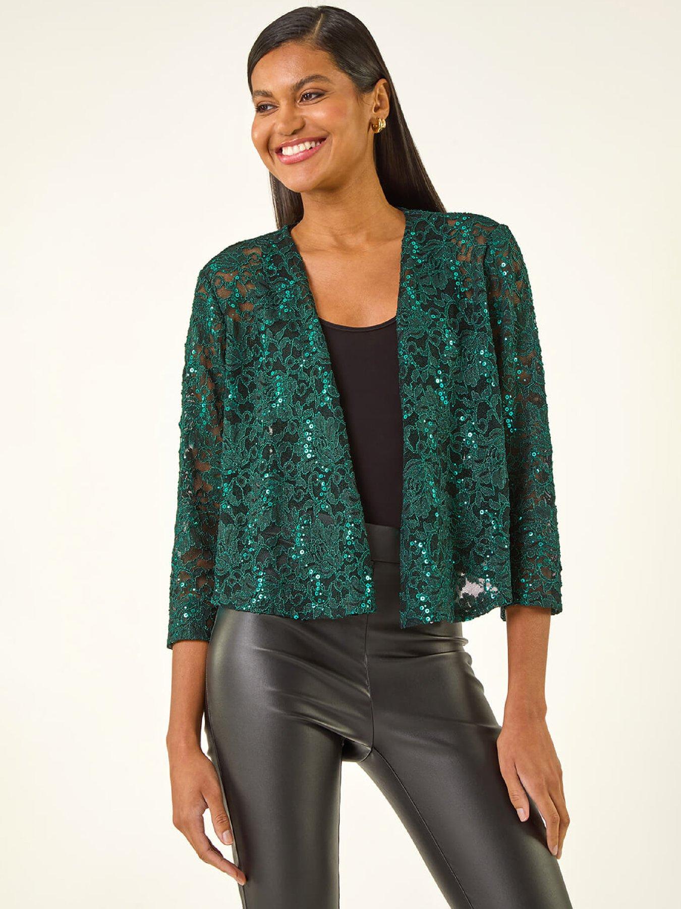  image of roman-glitter-sequin-lace-top