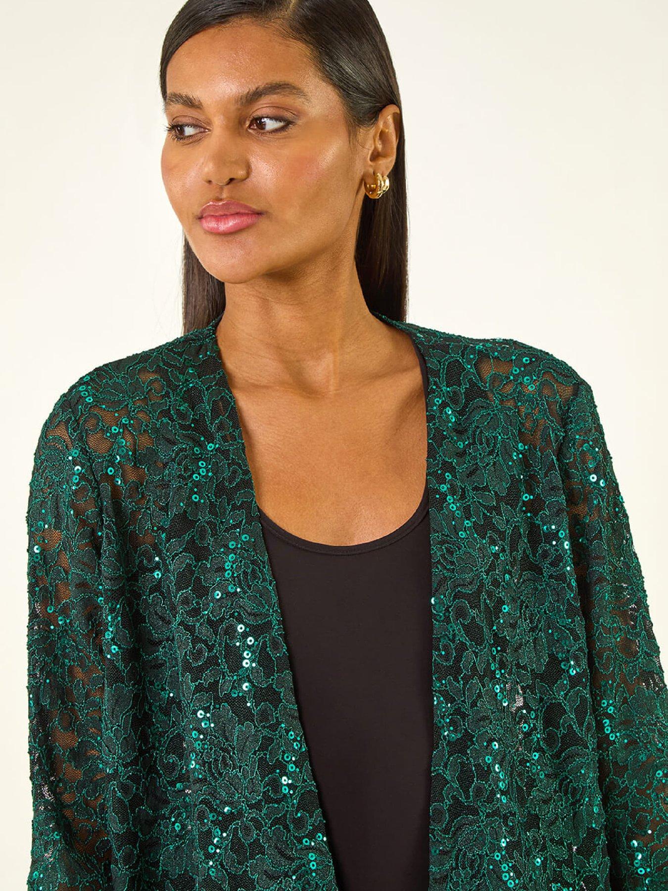  image of roman-glitter-sequin-lace-top