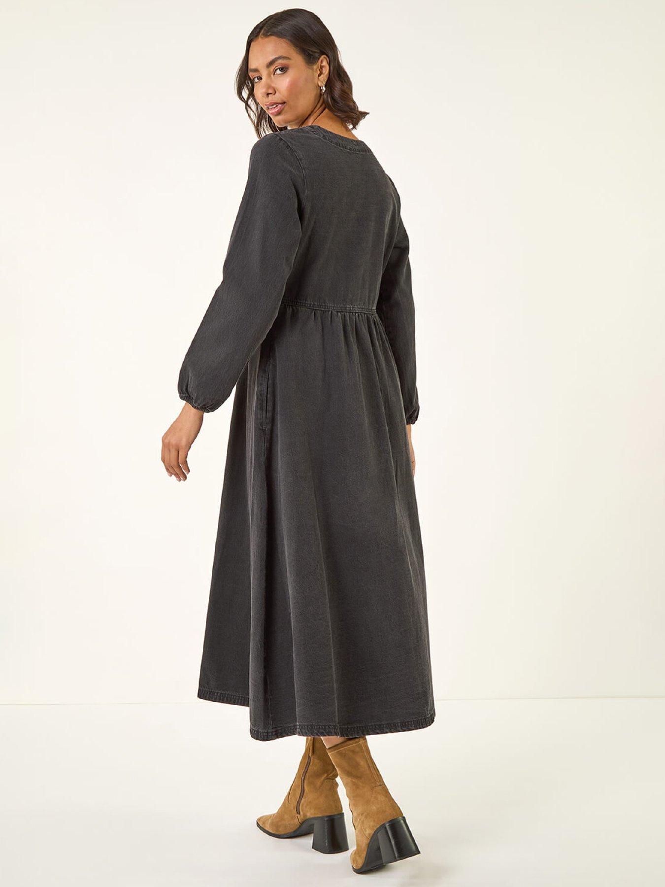  image of roman-denim-button-through-midi-dress