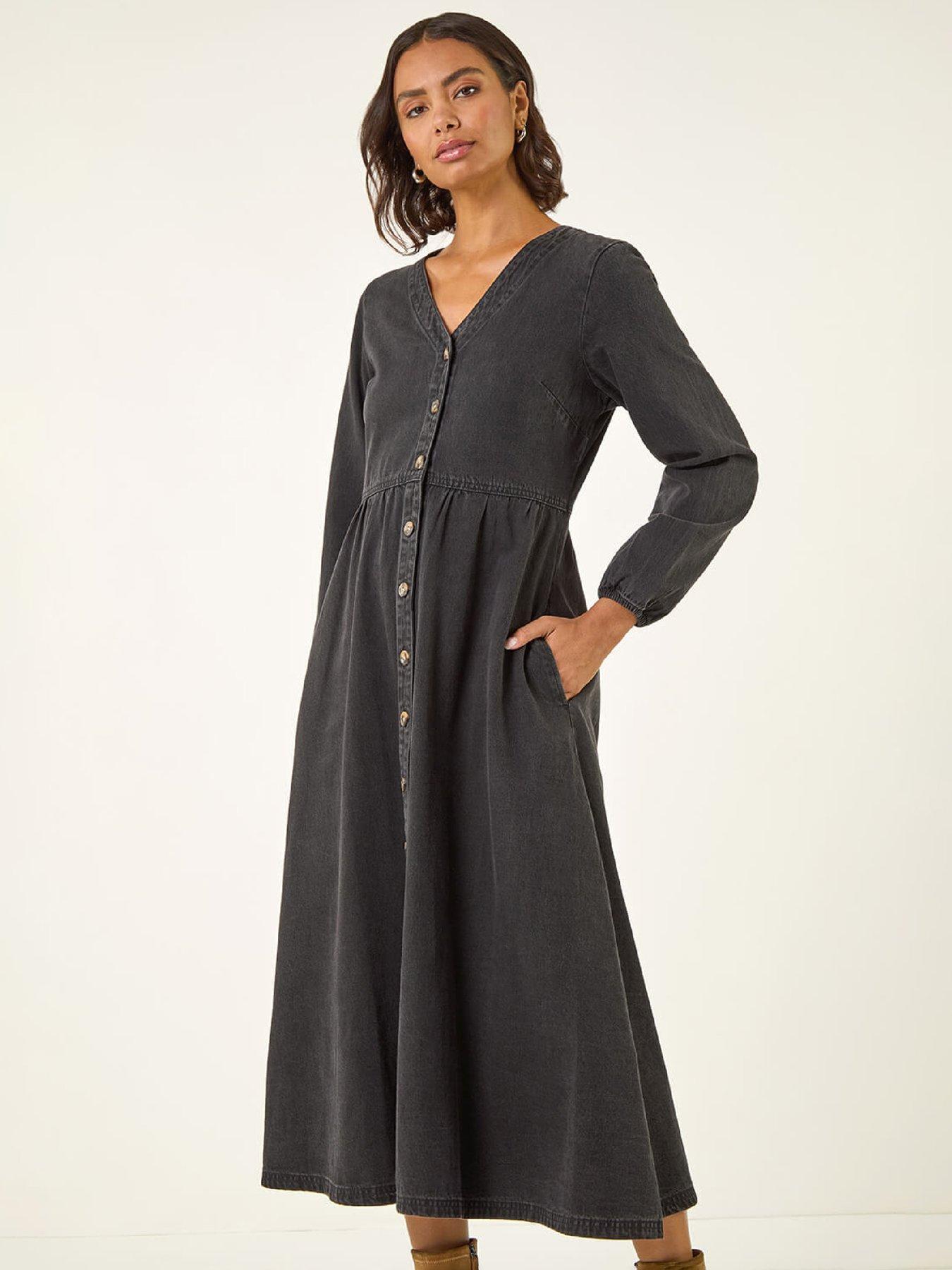  image of roman-denim-button-through-midi-dress