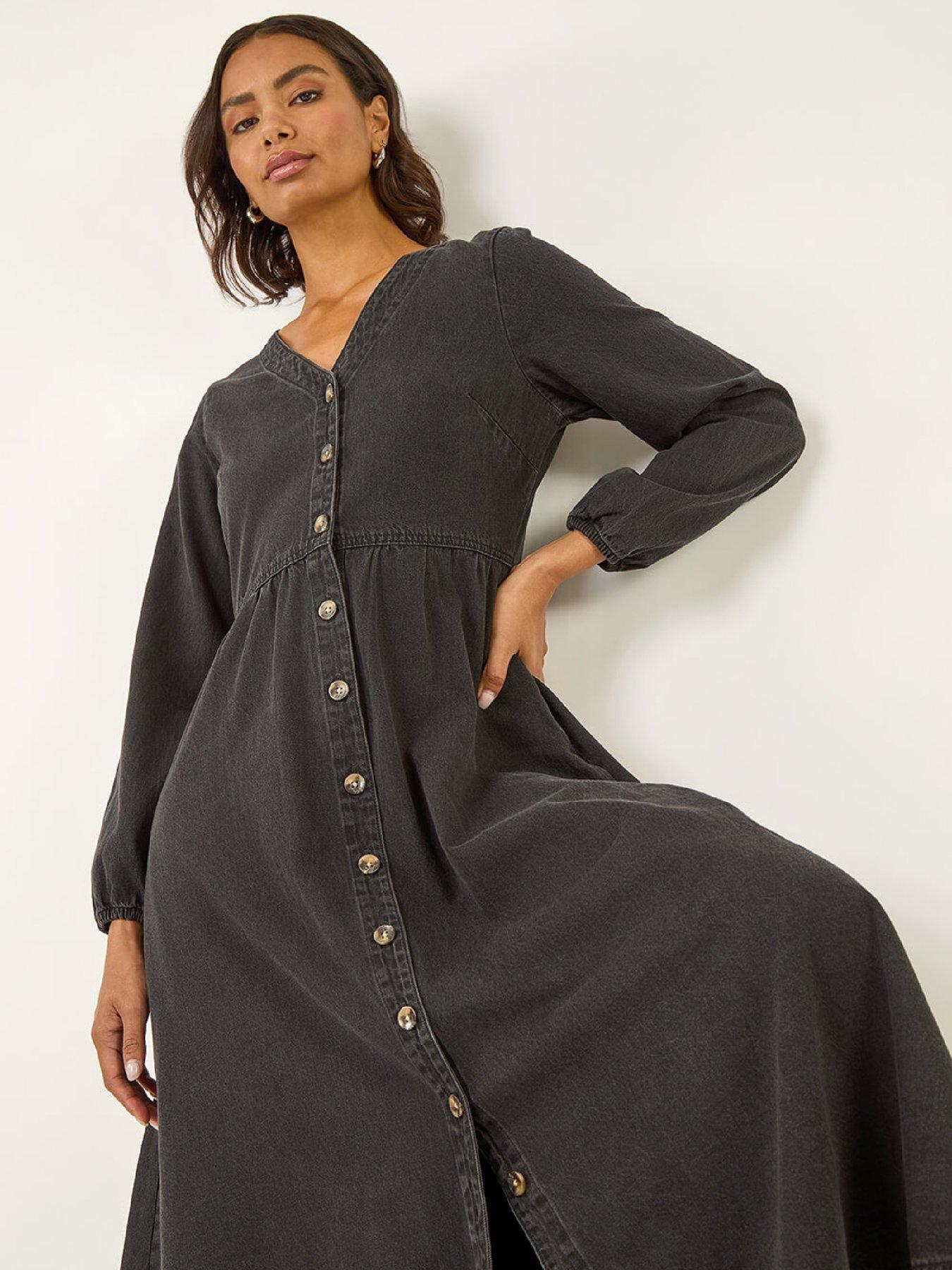  image of roman-denim-button-through-midi-dress