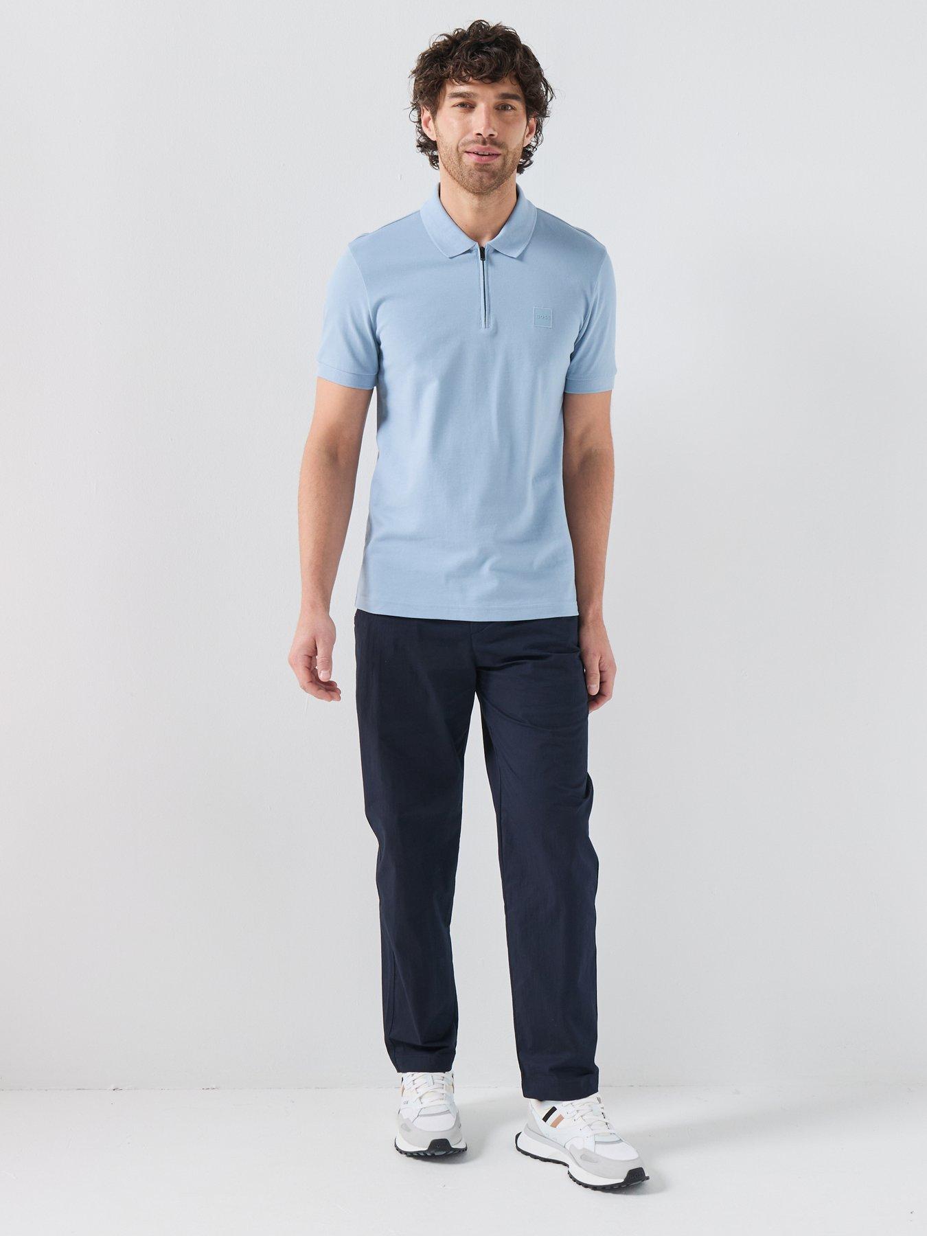 Image 3 of 4 of BOSS Passerzip Zipped Polo Shirt - Light Blue