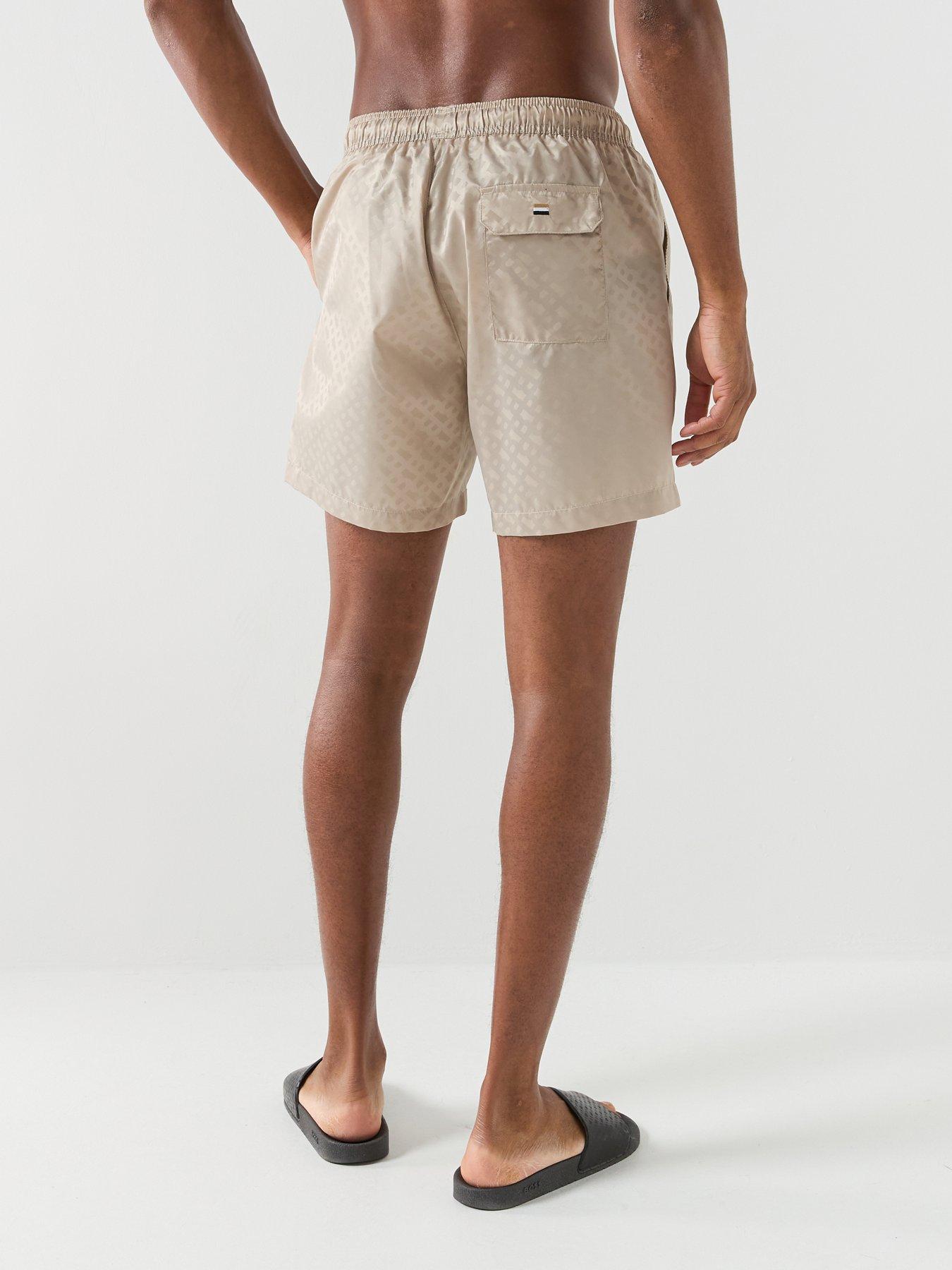  image of boss-jacques-jacquard-monogram-swim-shorts-light-beige