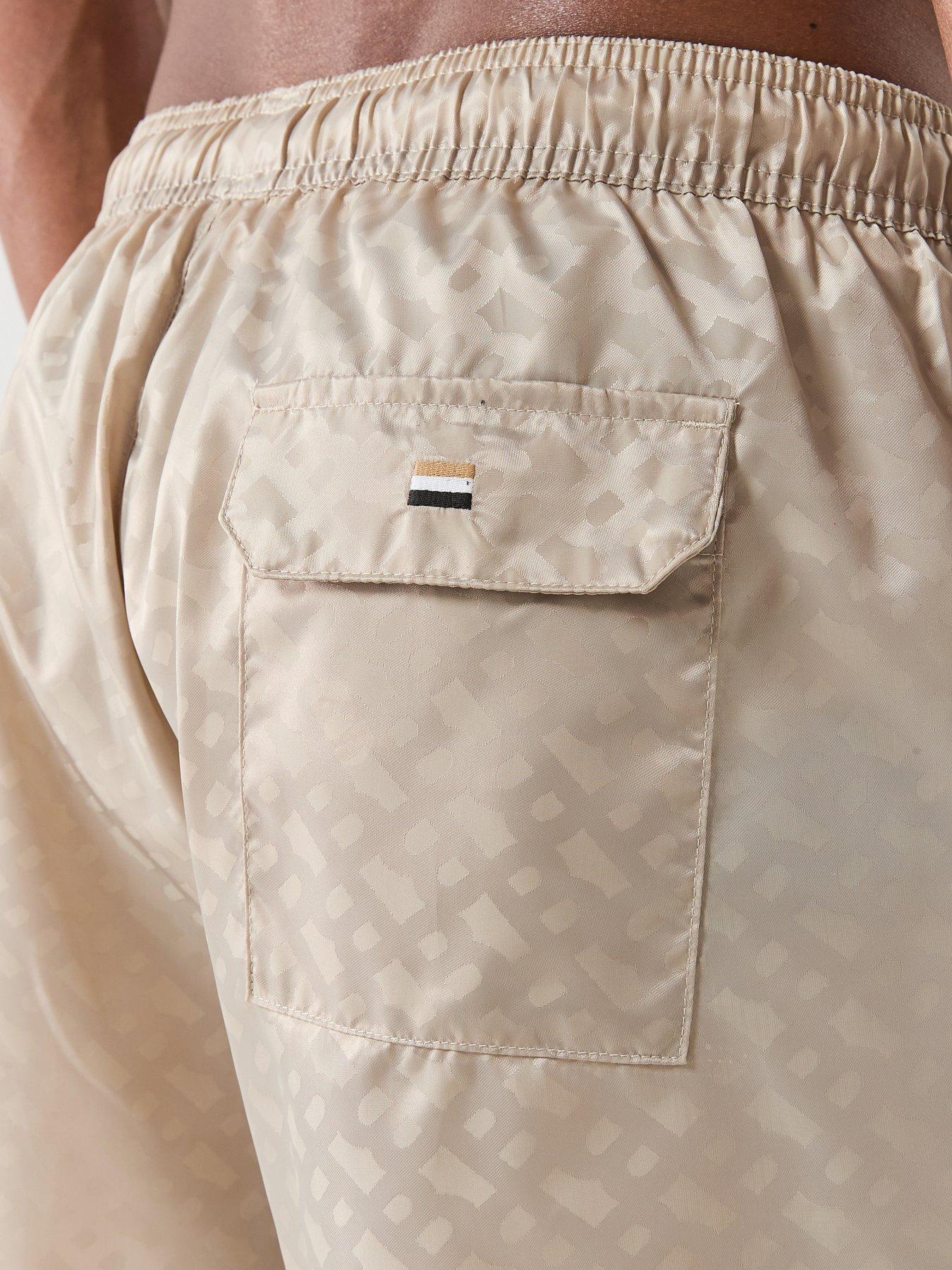  image of boss-jacques-jacquard-monogram-swim-shorts-light-beige