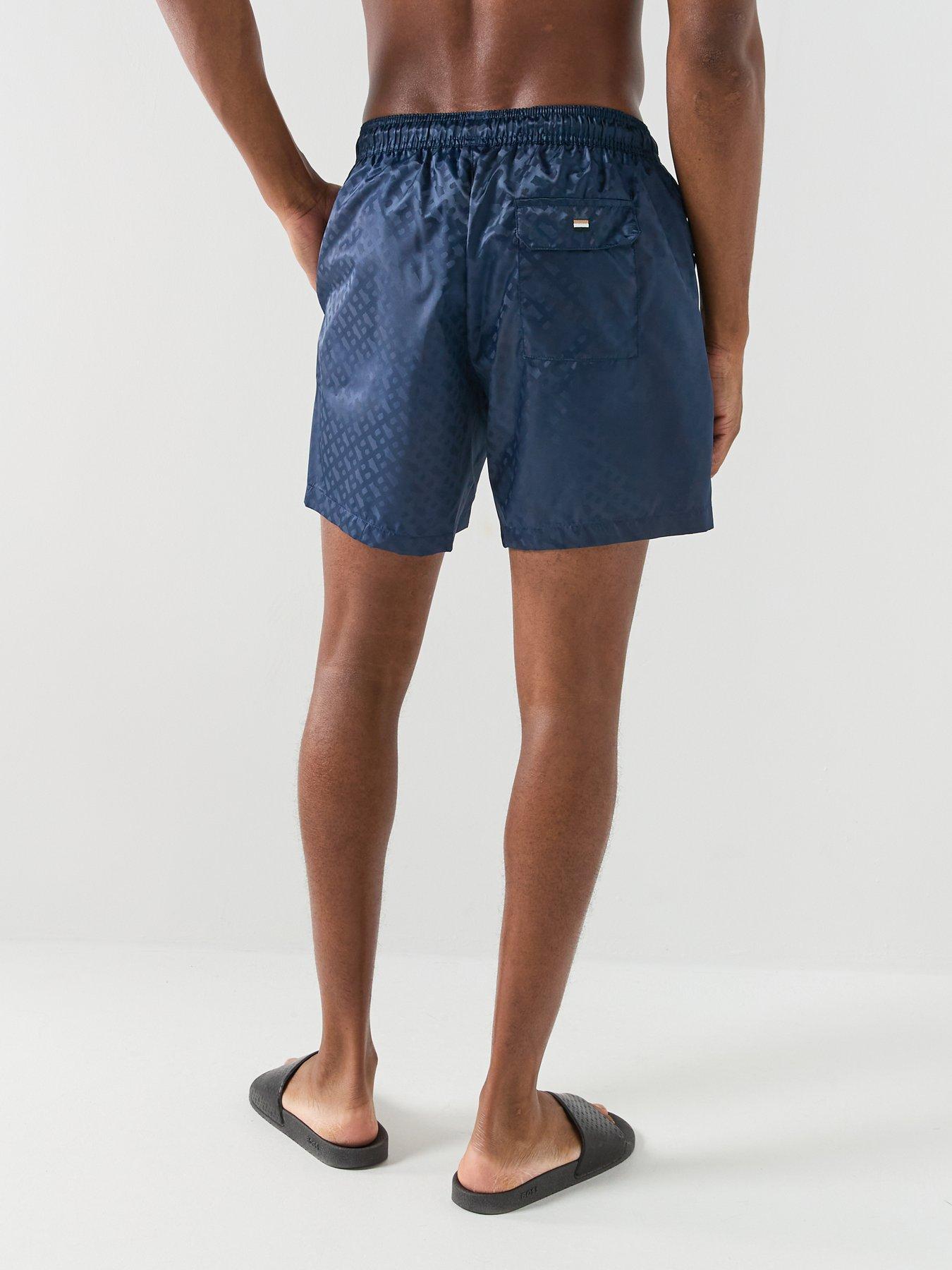  image of boss-jacques-jacquard-monogram-swim-shorts-navy