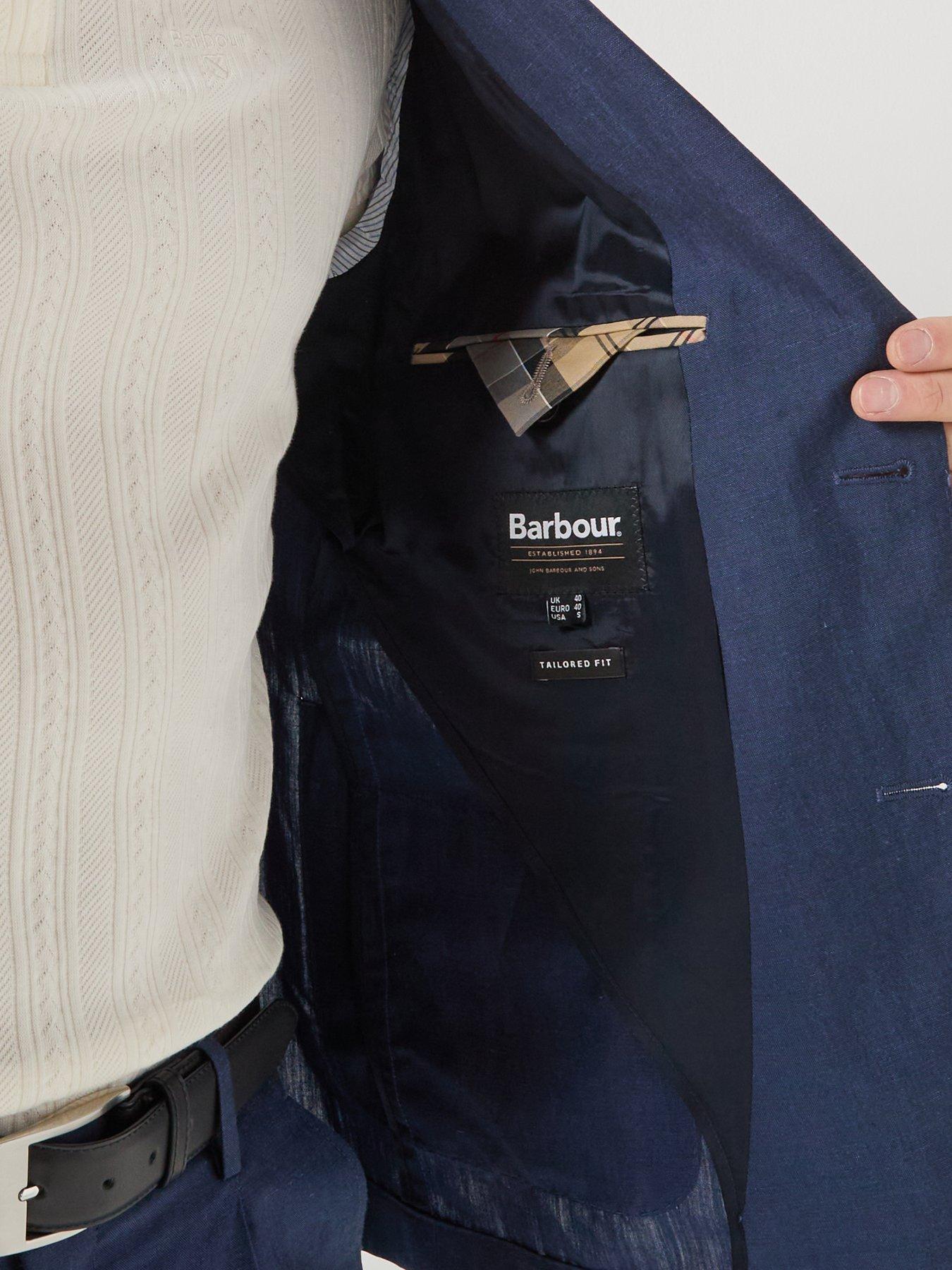  image of barbour-willowtree-linen-blend-blazer-navy