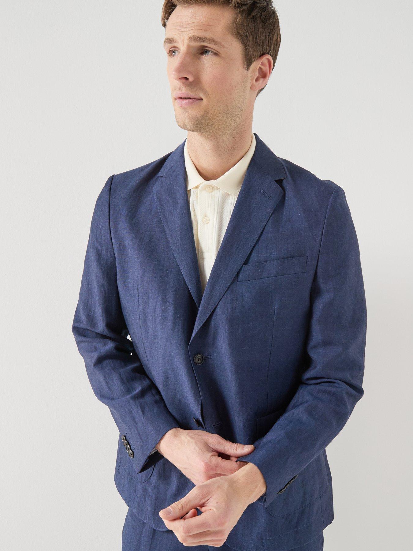  image of barbour-willowtree-linen-blend-blazer-navy