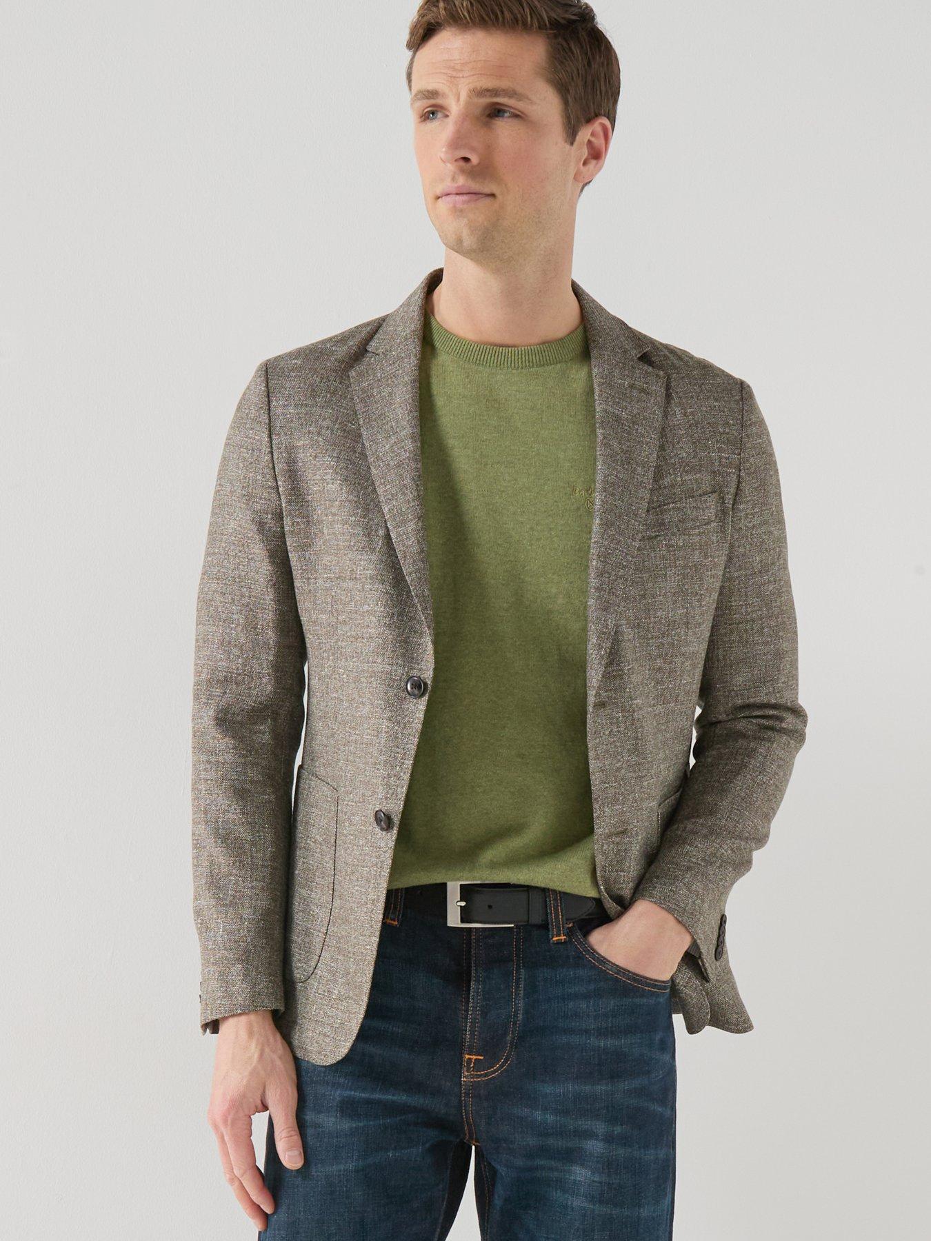  image of barbour-auckland-melange-blazer-olive