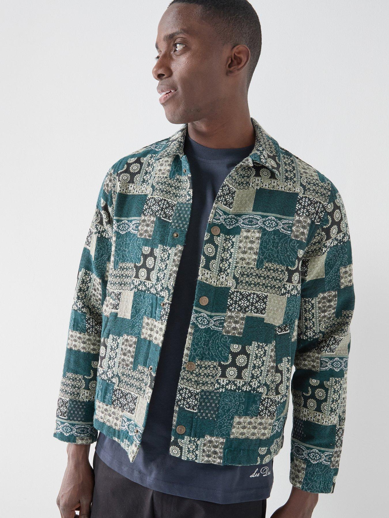 Les Deux All Over Jacquard Overshirt - Dark Green