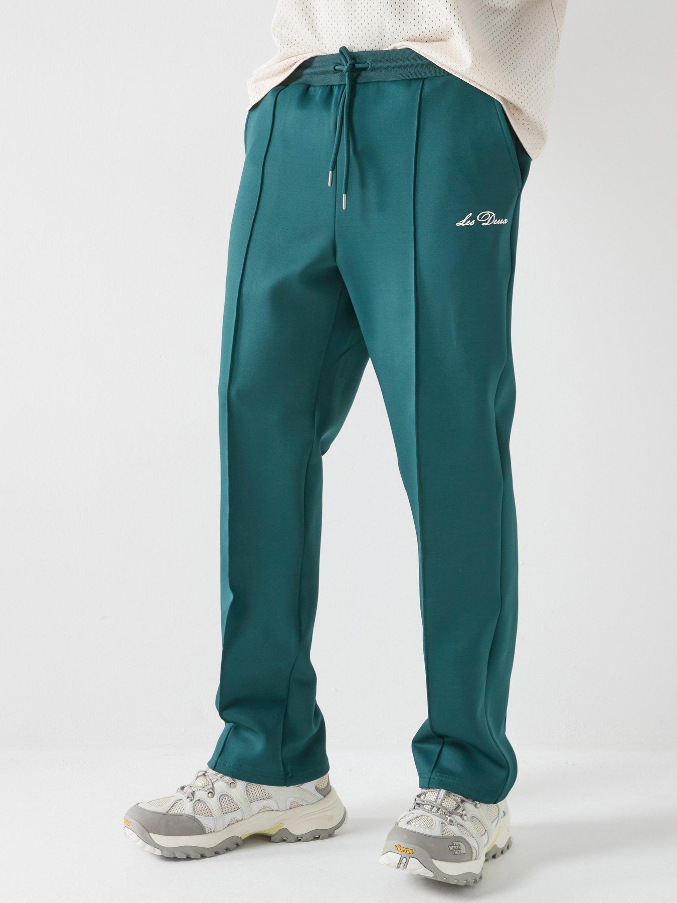 Les Deux Ballier Casual Track Pleated Joggers - Dark Green