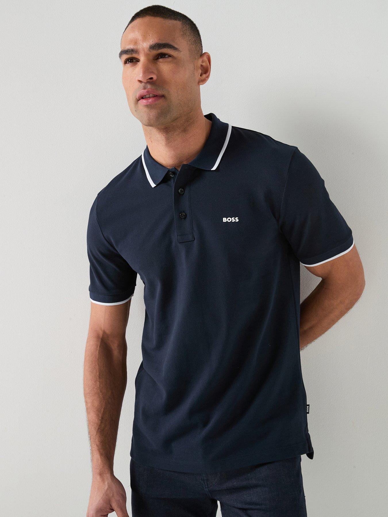 BOSS Parlay 190 Regular Fit Pipe Trim Pique Polo Shirt - Dark Blue