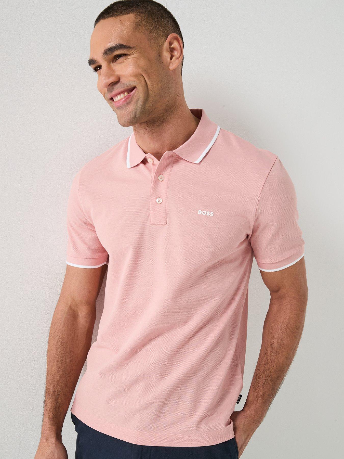 BOSS Parlay 190 Regular Fit Pipe Trim Pique Polo Shirt - Pink