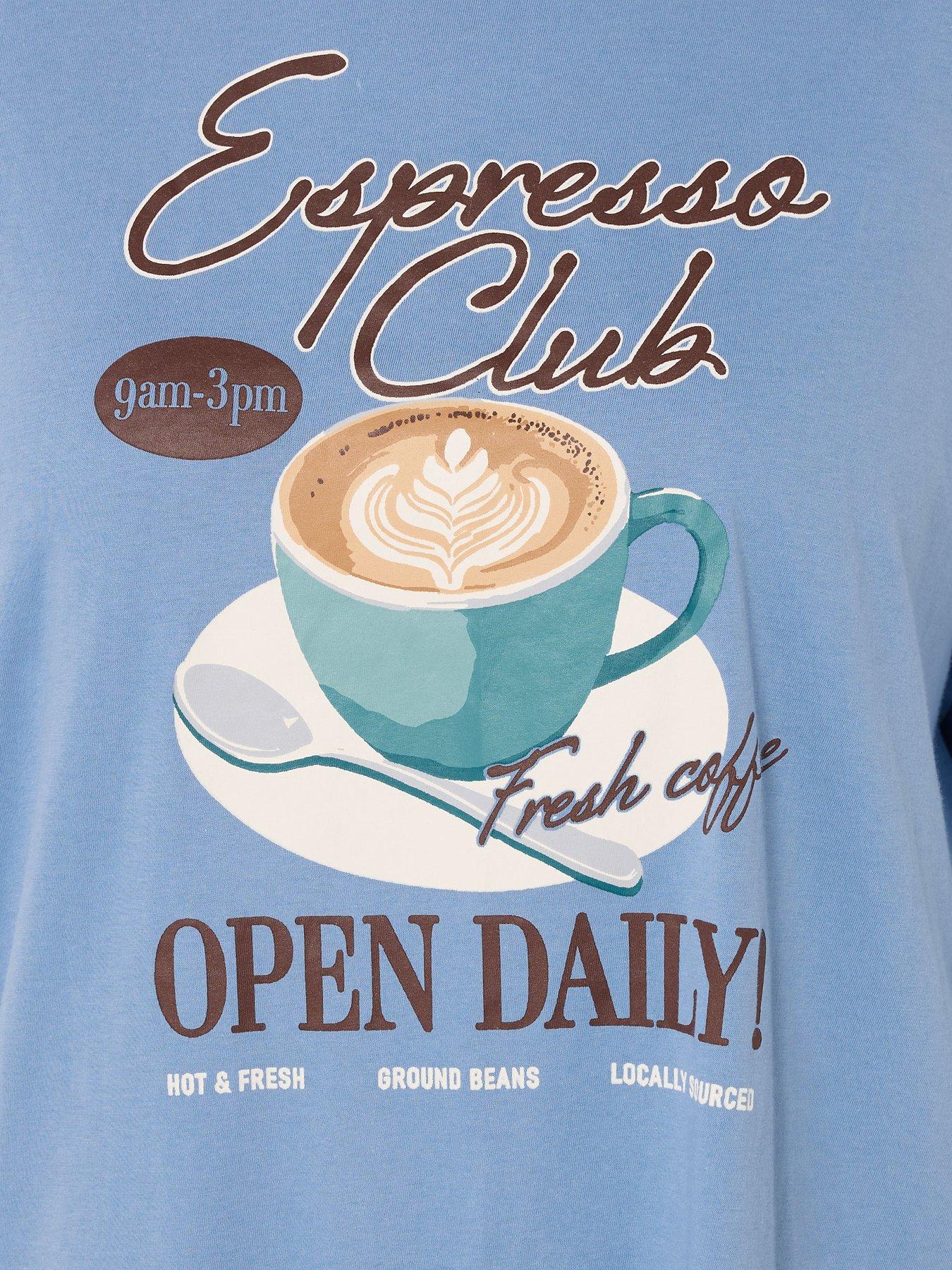 Image 4 of 5 of Yours Curve Espresso Club Long Sleeve Nightdress - Blue