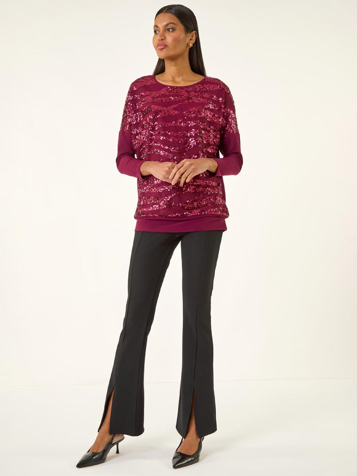 Image 3 of 5 of Roman Animal Print Sequin Mesh Top