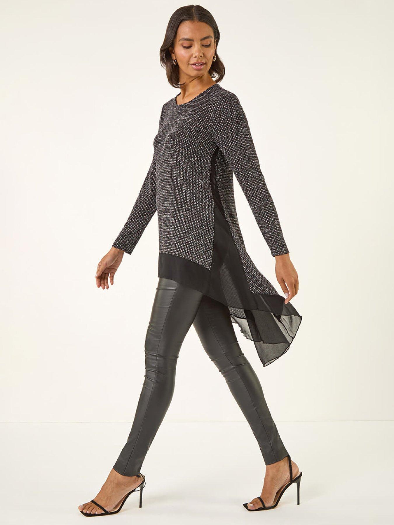  image of roman-shimmer-chiffon-hem-stretch-top