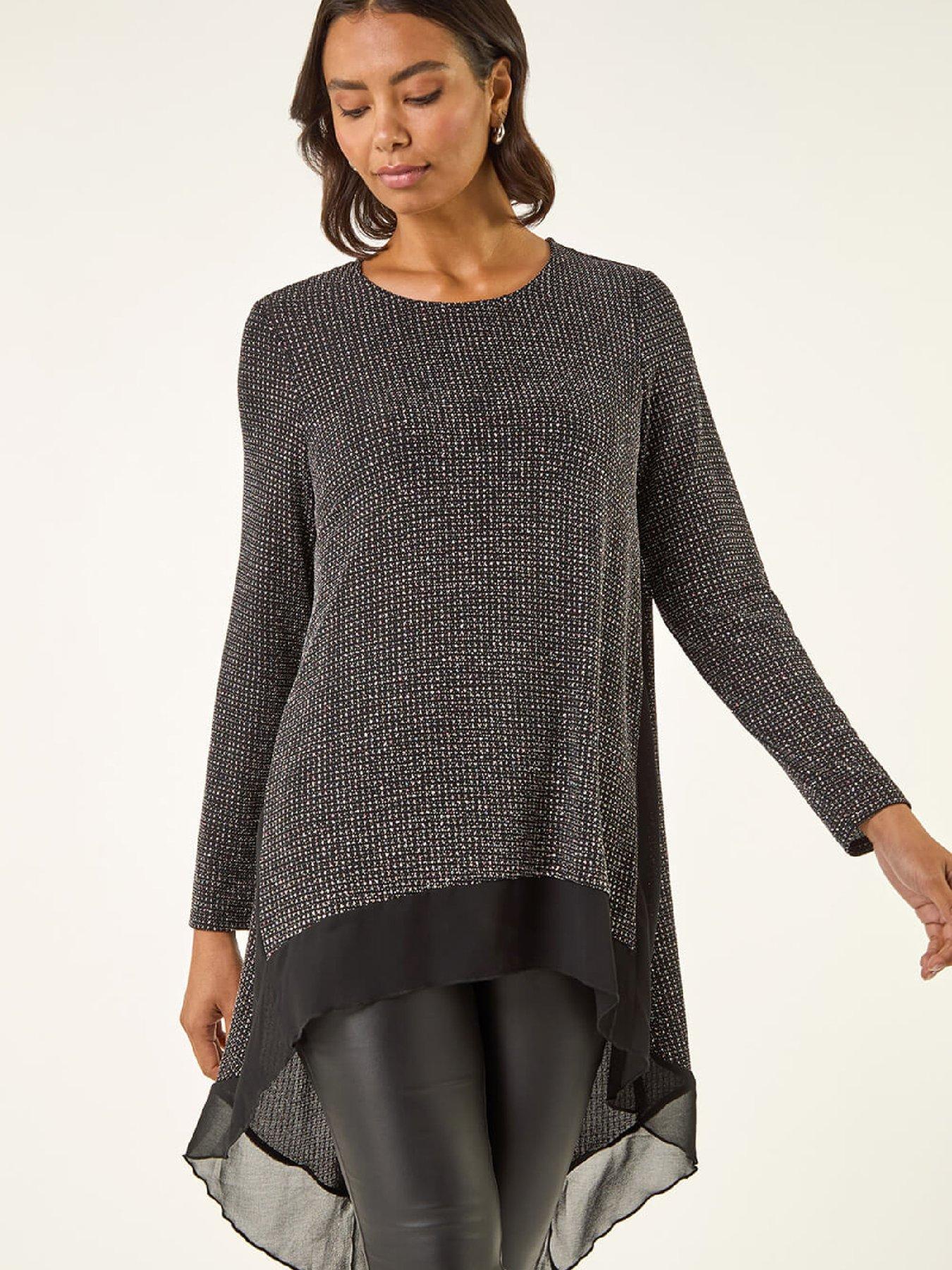  image of roman-shimmer-chiffon-hem-stretch-top