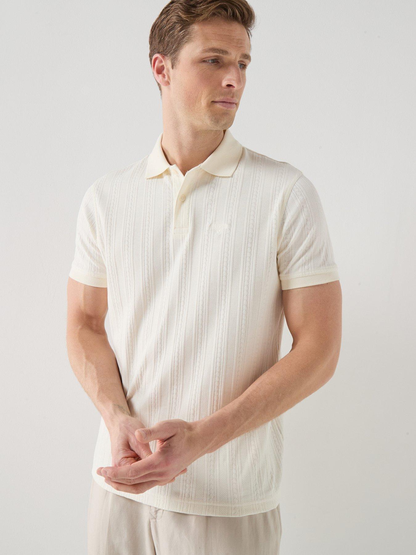 Barbour Harwell Tailored Fit Textured Polo Shirt - White