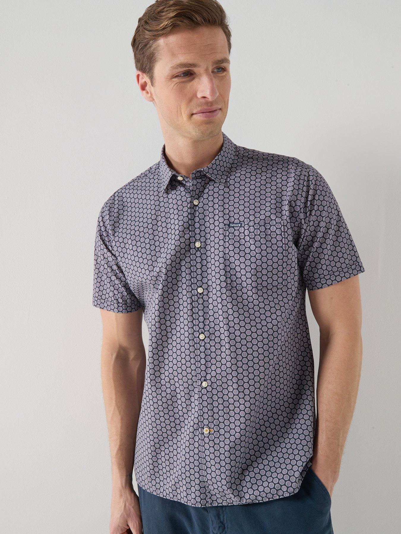 Barbour Barbour Appledore Geo Printed Regular Fit Short Sleeve Shirt - Navy
