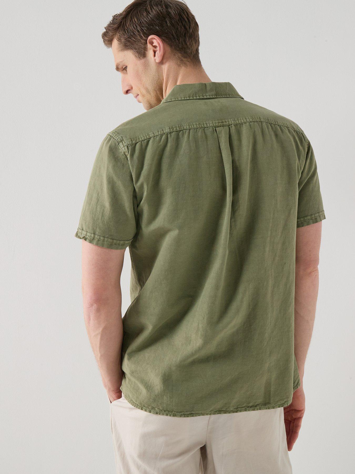 Image 2 of 5 of Barbour Landkey Overdyed Relaxed Open Collar Fit Short Sleeve Shirt - Khaki