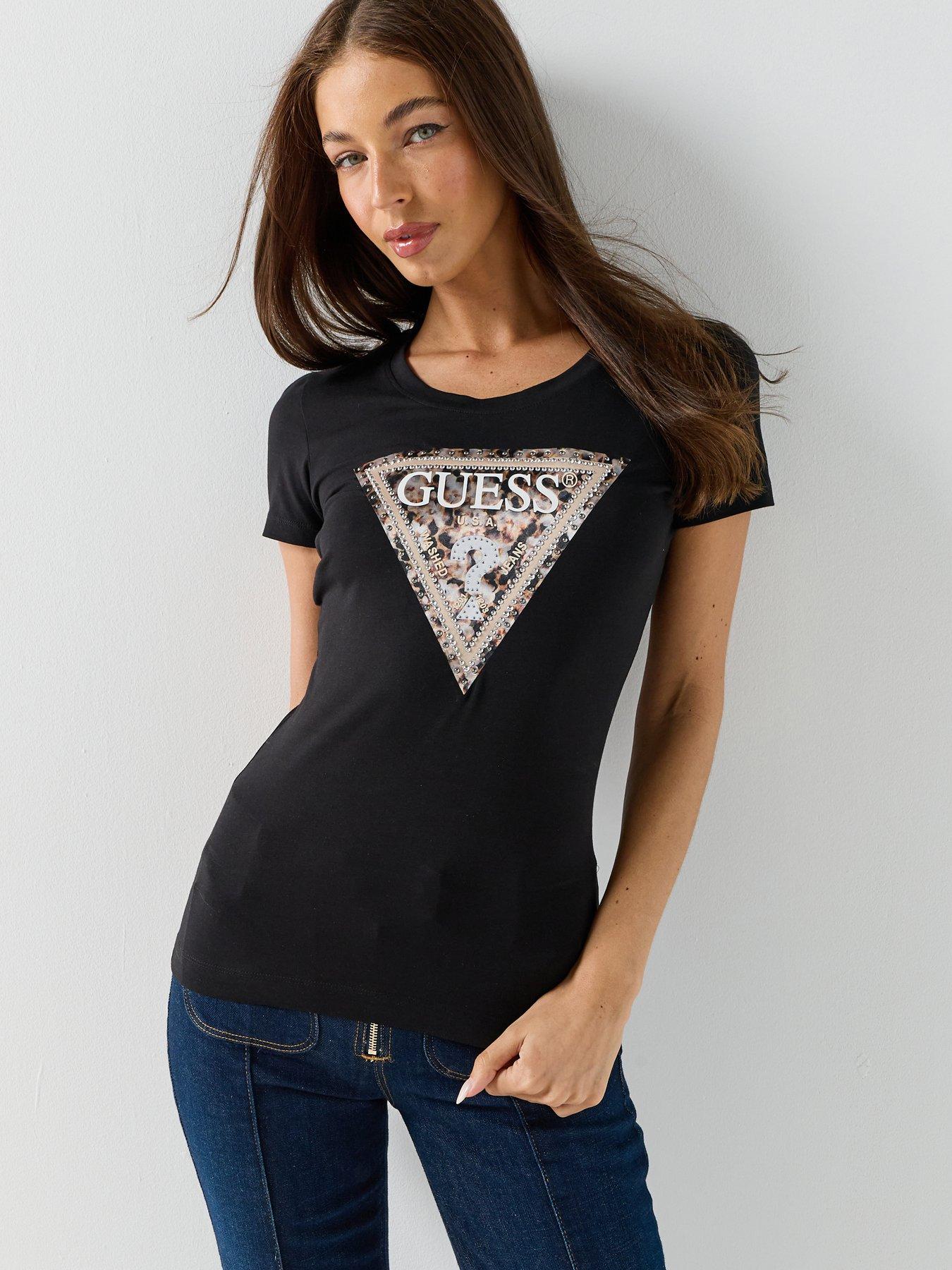 guess-short-sleeve-leo-triangle-t-shirt-black