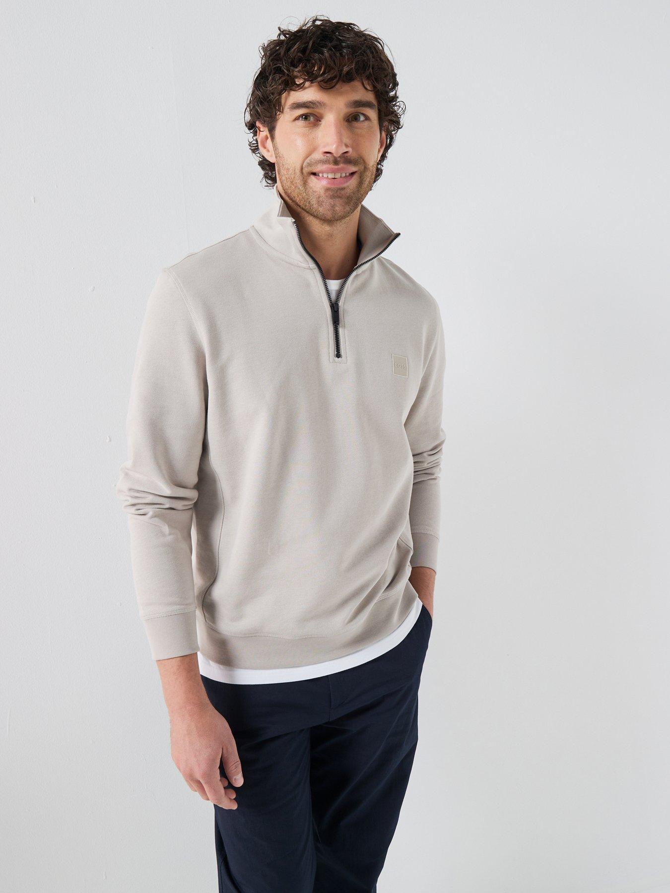 Image 1 of 6 of BOSS Zetrust 1/4 Zip Sweat - Light Grey