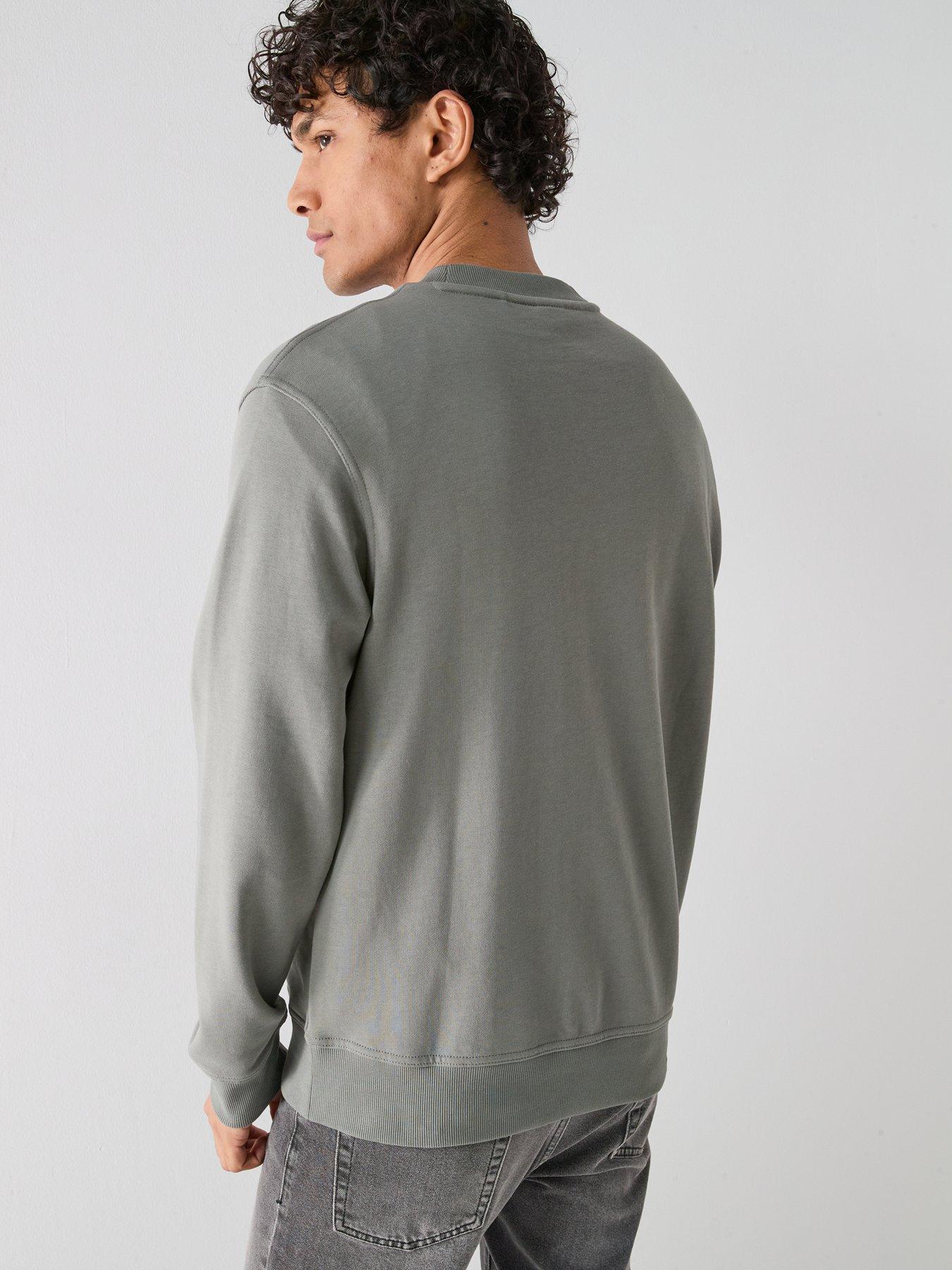 stillFront image of boss-webasic-logo-crew-sweatshirt-dark-khaki