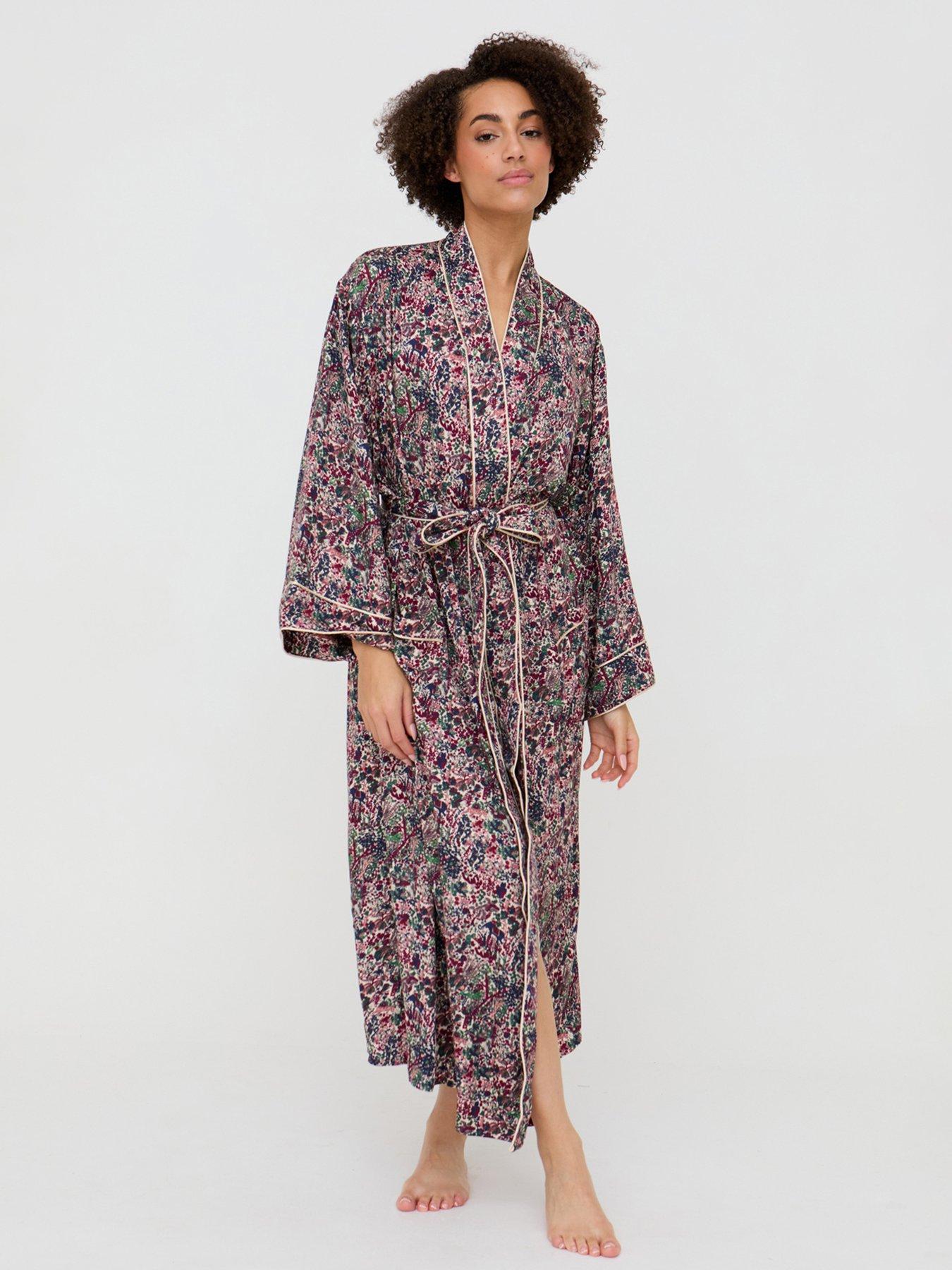 Lily & Lionel Corina Kimono Style Forest Floral Print Robe In - Multi