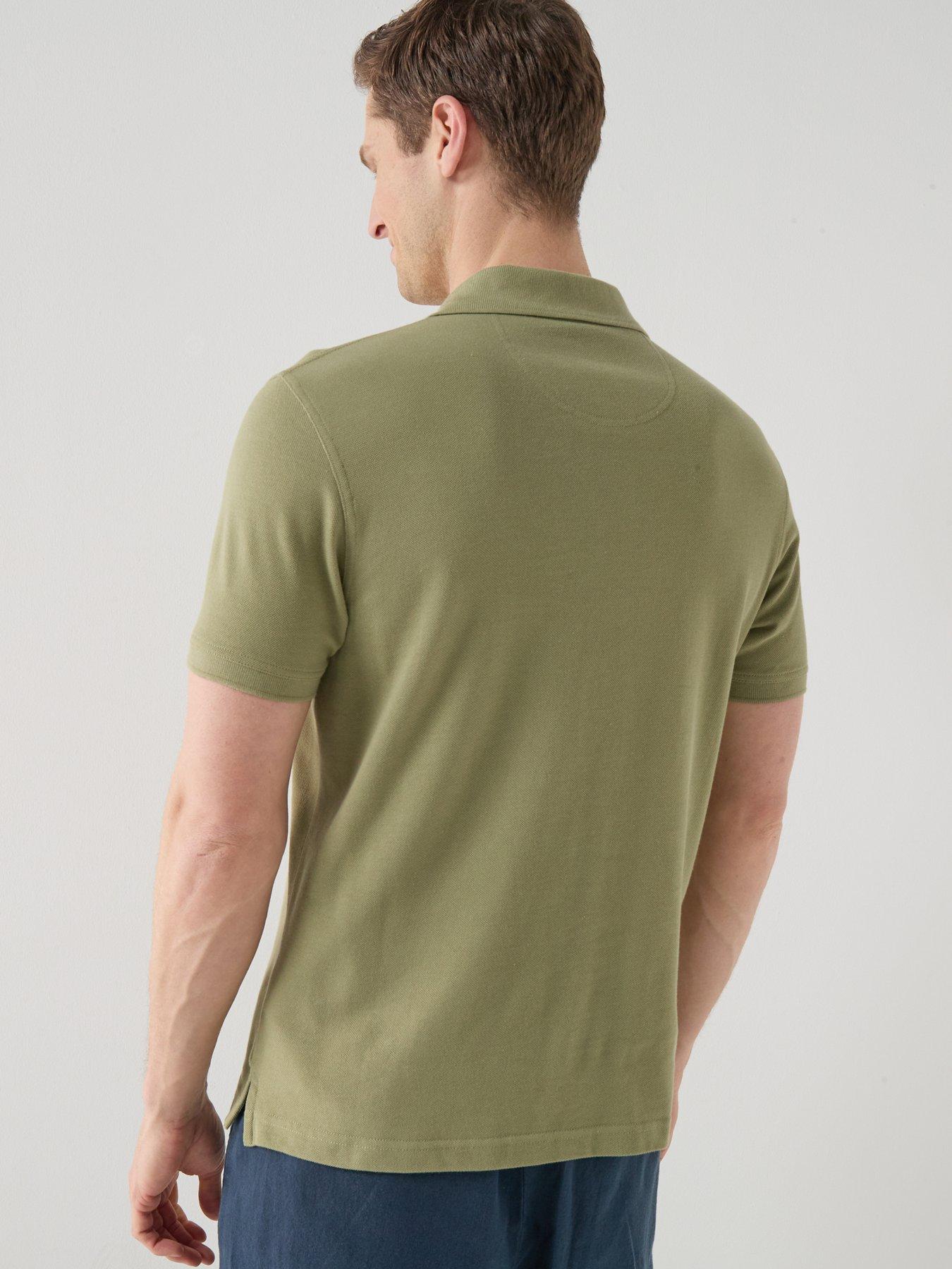 Image 2 of 4 of Barbour Tartan Pique Tailored Fit Polo Shirt - Green