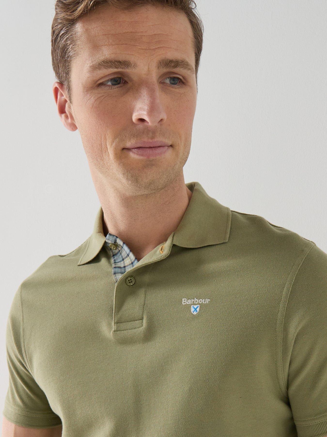 Image 4 of 4 of Barbour Tartan Pique Tailored Fit Polo Shirt - Green