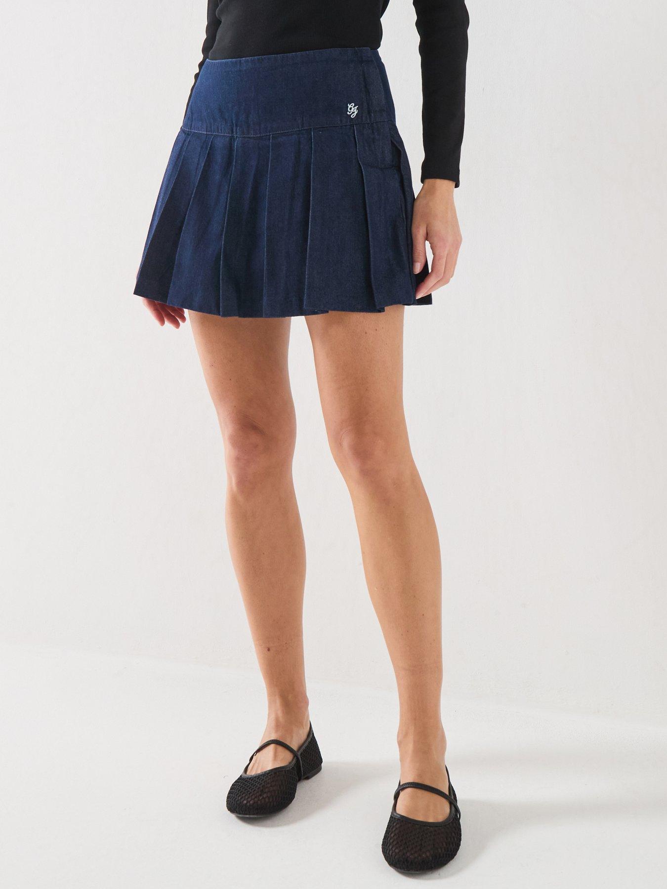 Guess Denim Pleated Skirt