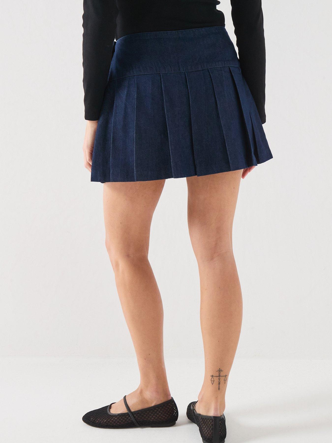 Image 2 of 6 of Guess Denim Pleated Skirt
