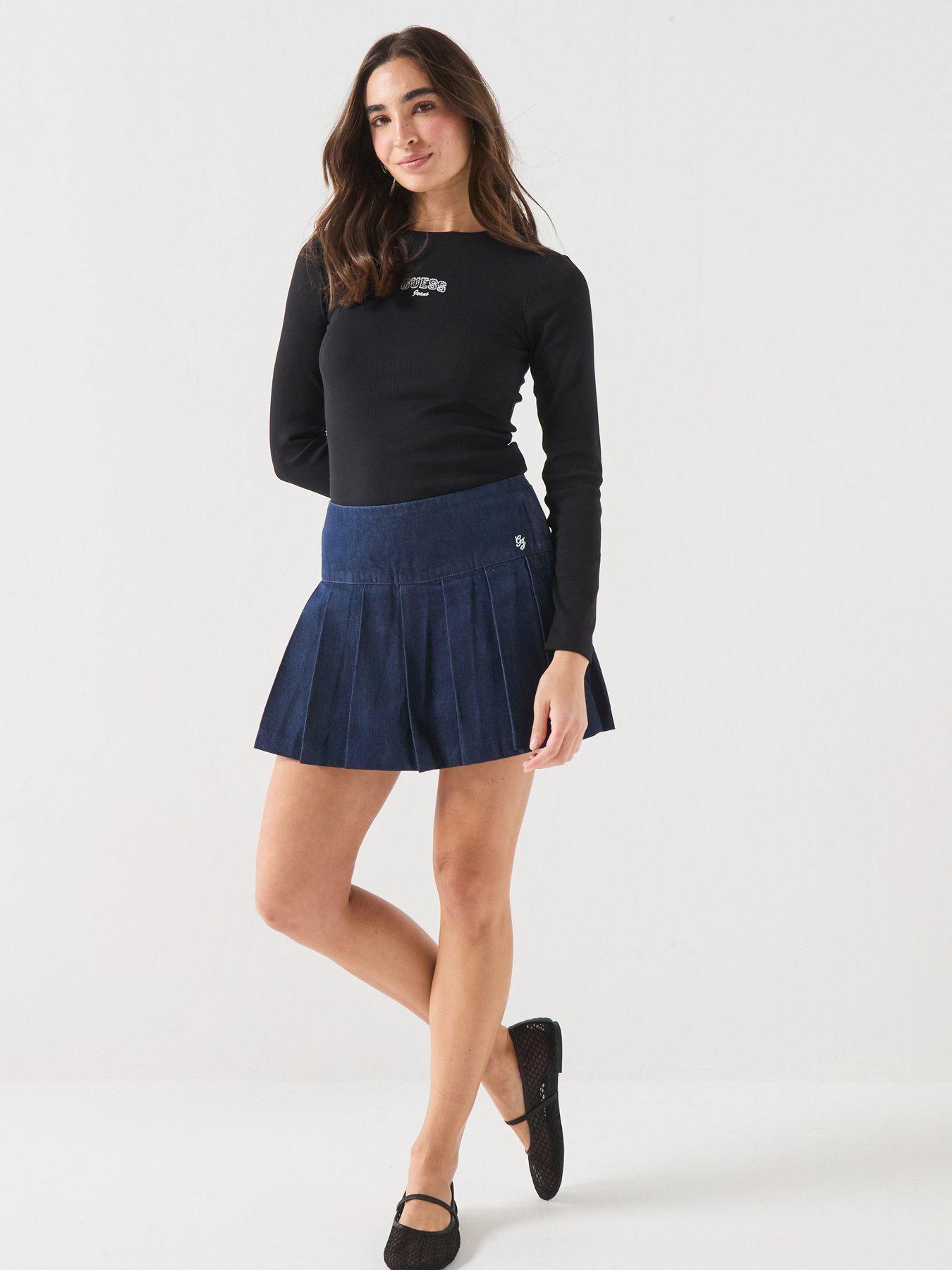 Image 3 of 6 of Guess Denim Pleated Skirt