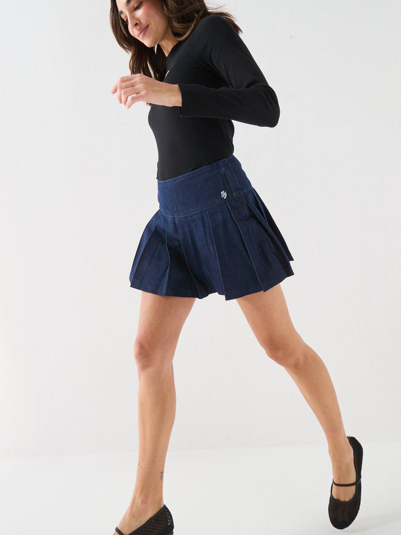 Image 6 of 6 of Guess Denim Pleated Skirt