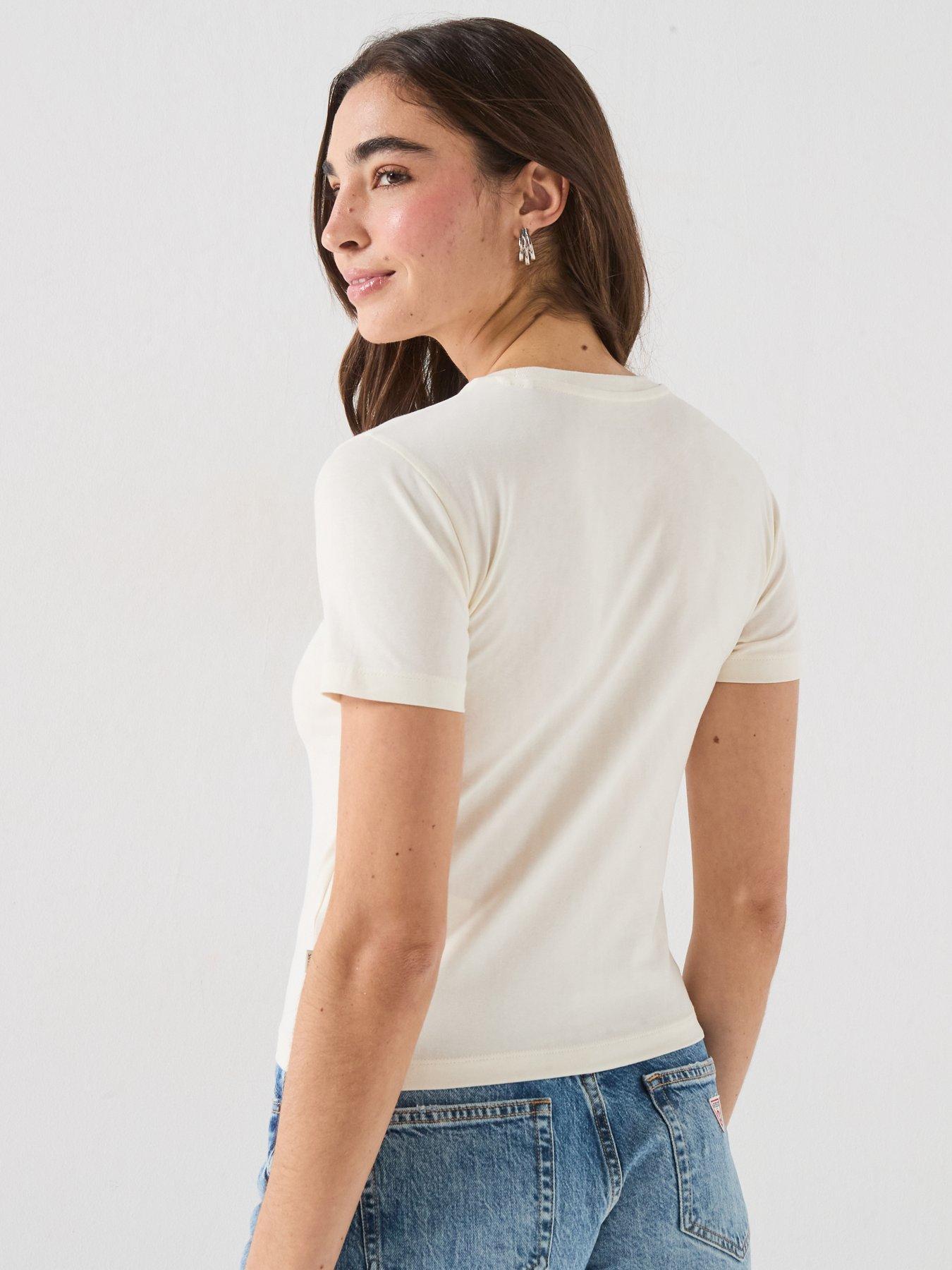 Image 2 of 6 of Guess Short Sleeve Baby Baker Tee - Cream