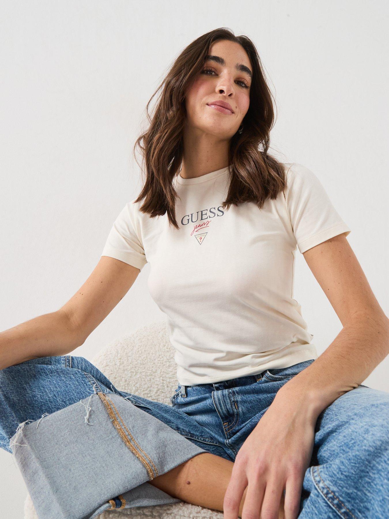 Image 6 of 6 of Guess Short Sleeve Baby Baker Tee - Cream