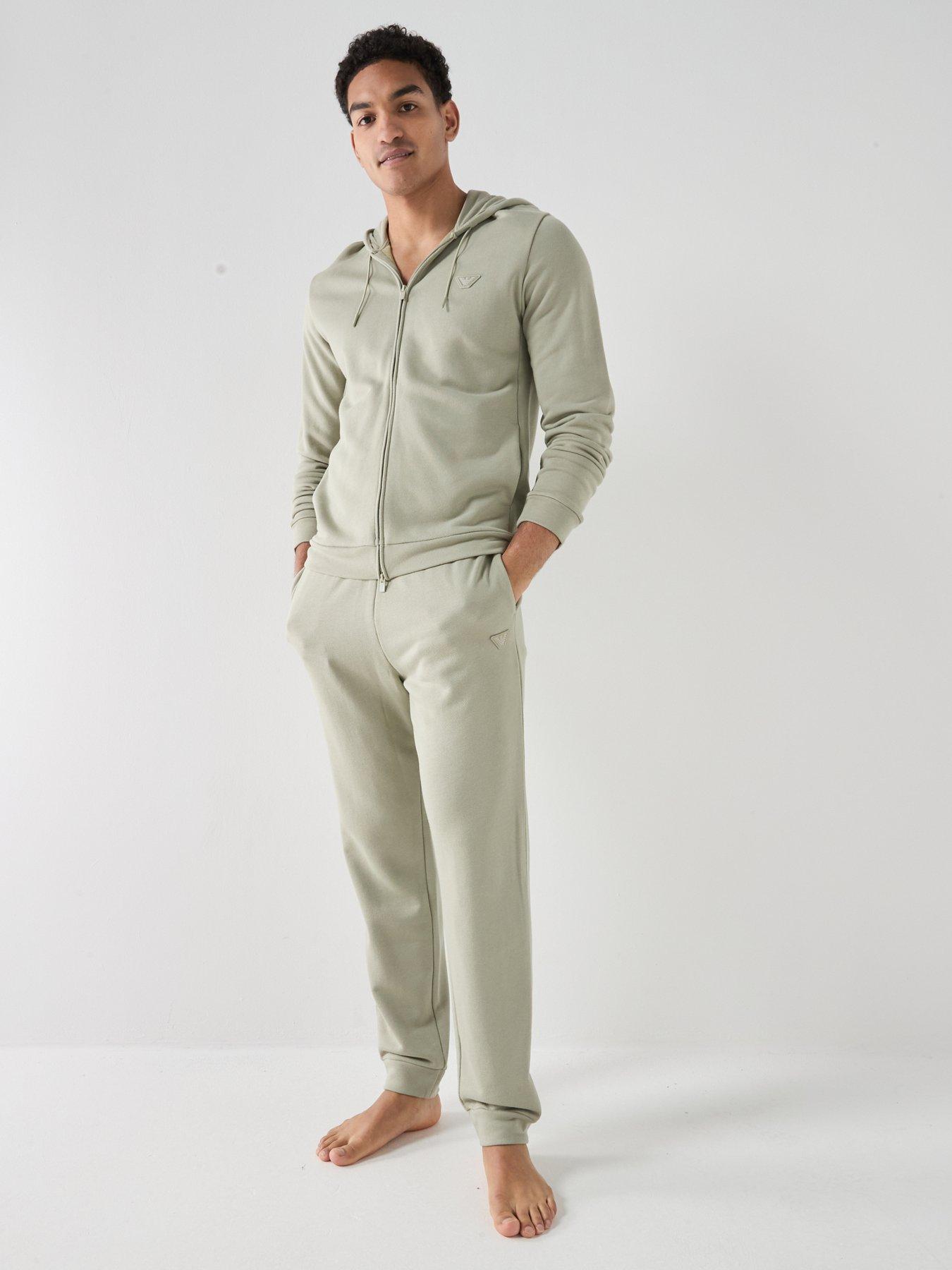 Image 3 of 4 of Emporio Armani Bodywear Terry Modal Zip Through Loungewear Hoodie - Light Green