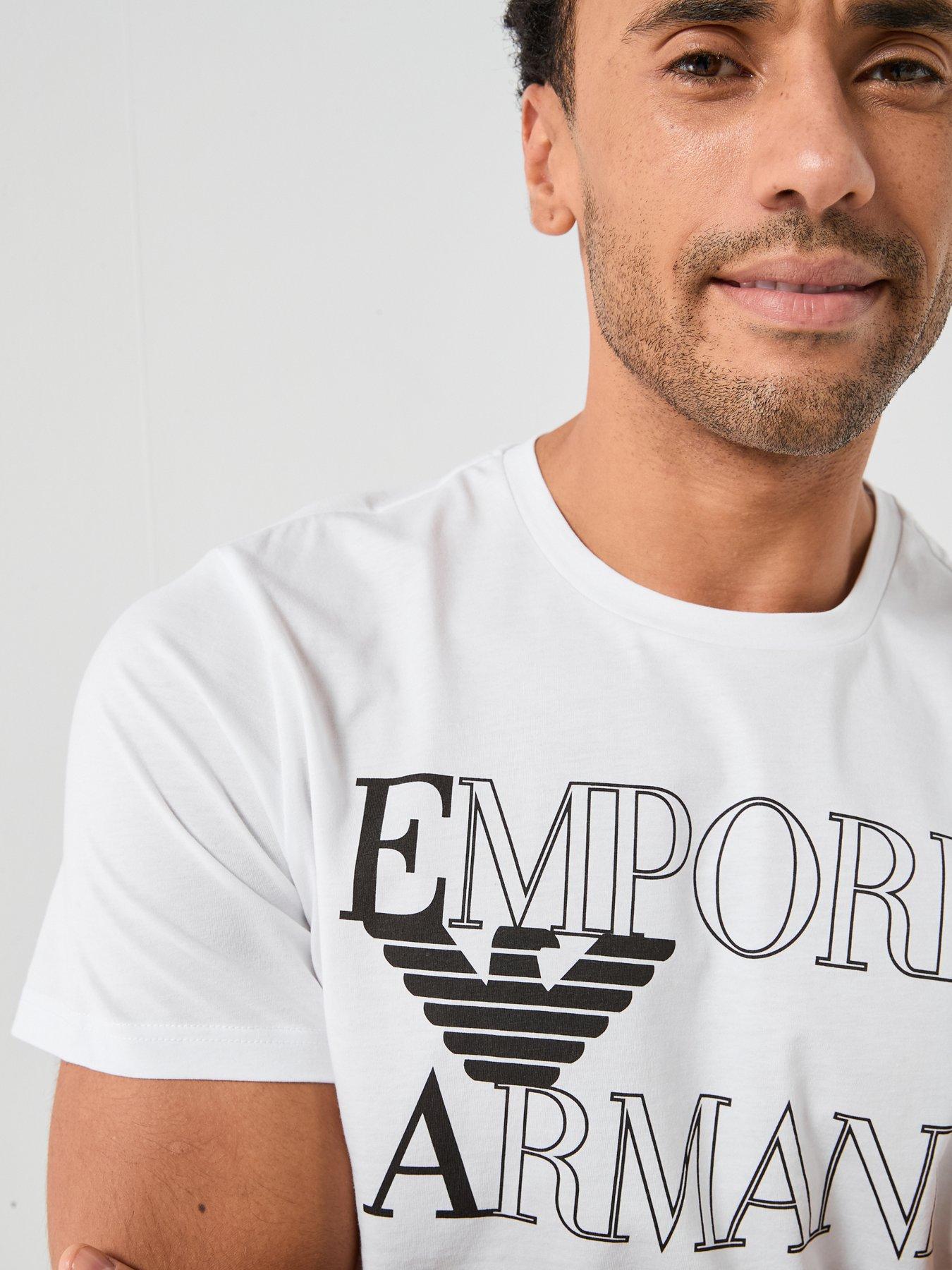 Image 4 of 6 of Emporio Armani Bodywear Bold Logo Crew Neck T-Shirt - White