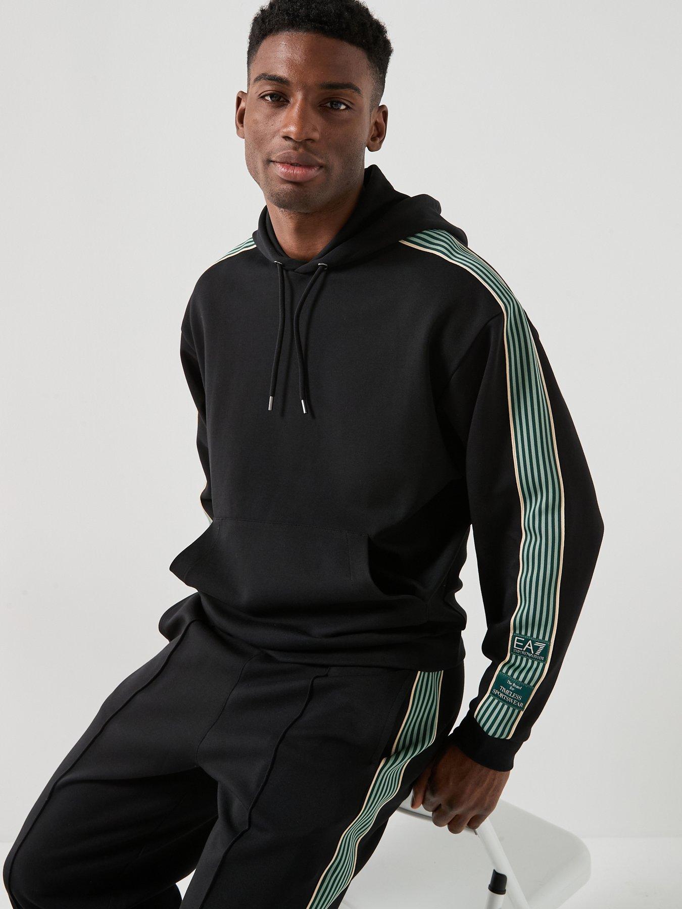 EA7 Emporio Armani Train Premium Taped Sleeve Overhead Hoodie - Black
