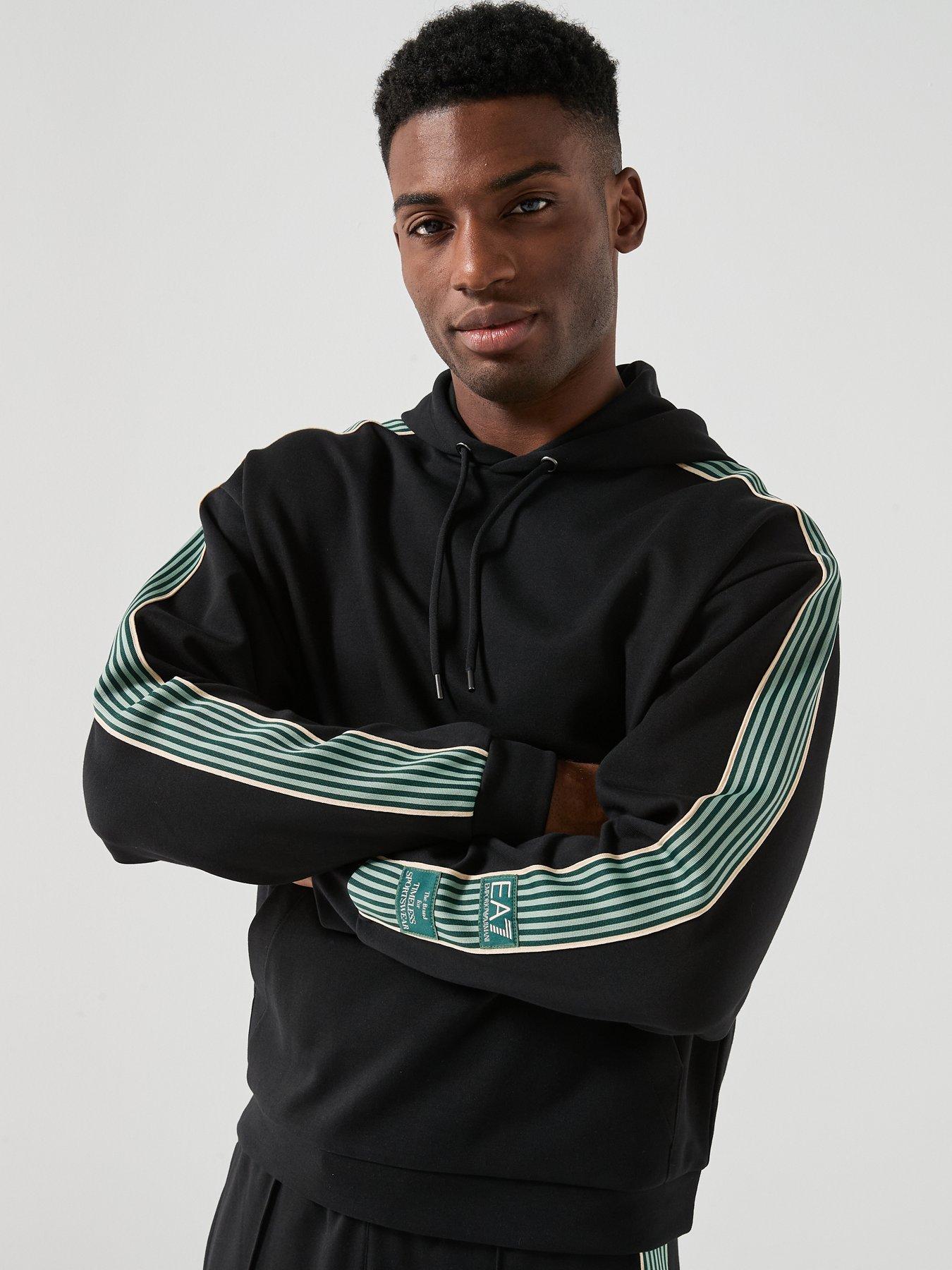 Image 4 of 6 of EA7 Emporio Armani Train Premium Taped Sleeve Overhead Hoodie - Black